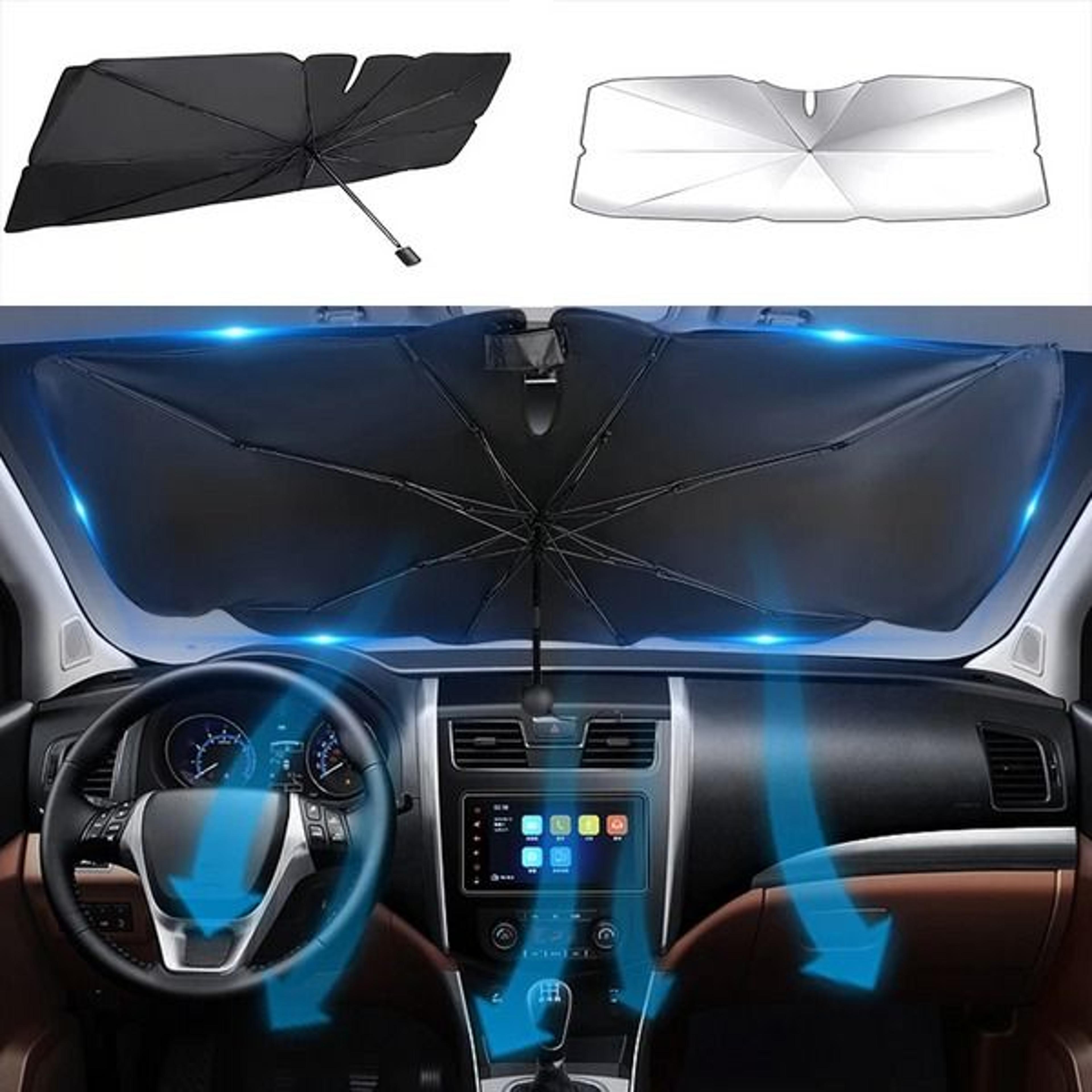 foldable umbrella car windshield sun shade, front window cover, visor umbrella for summer heat protection