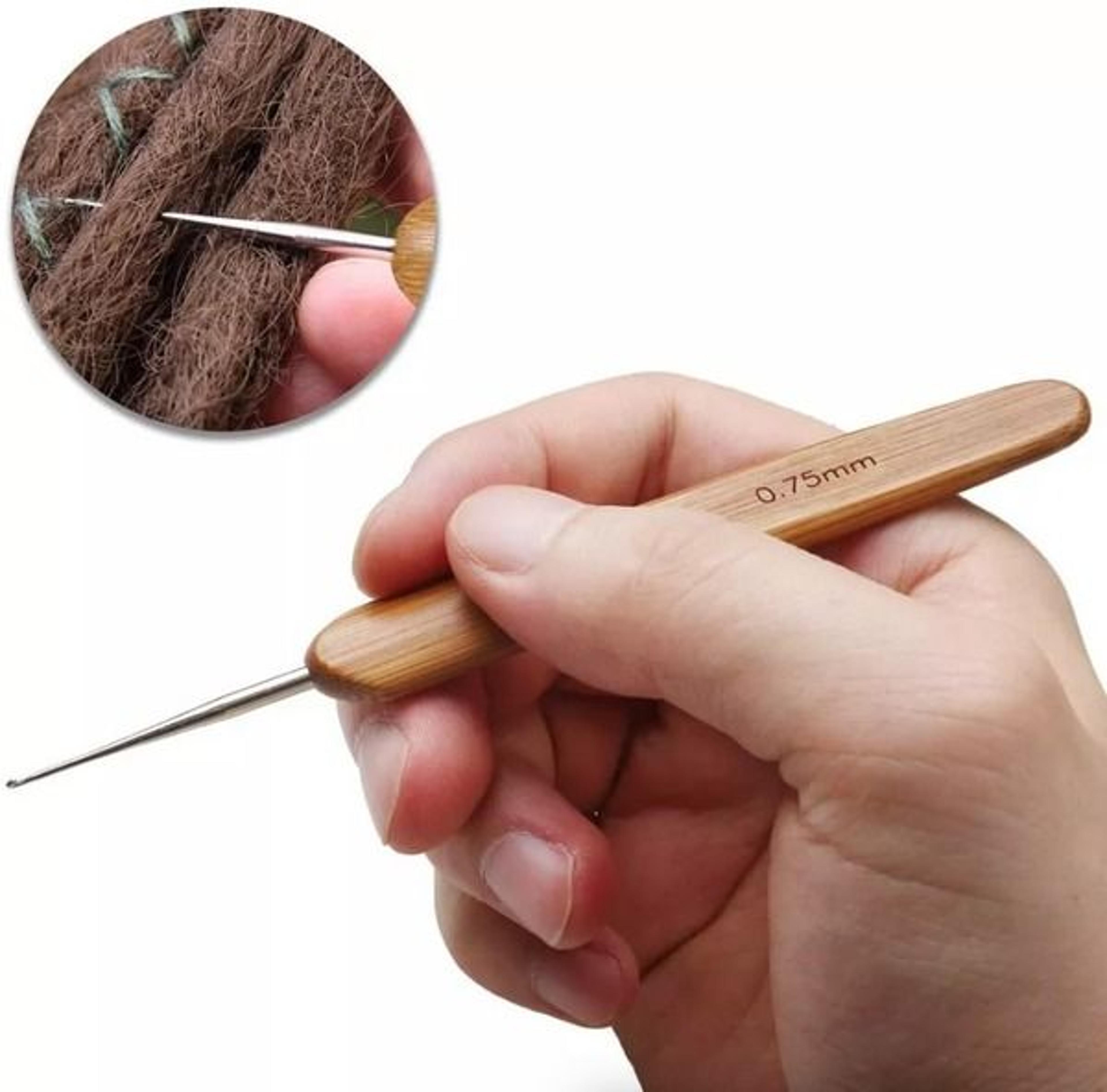 Bamboo Handle Dread Knit Tool DIY Crochet Needle Hook For Hair Braiding Dreadlock Weaving 2