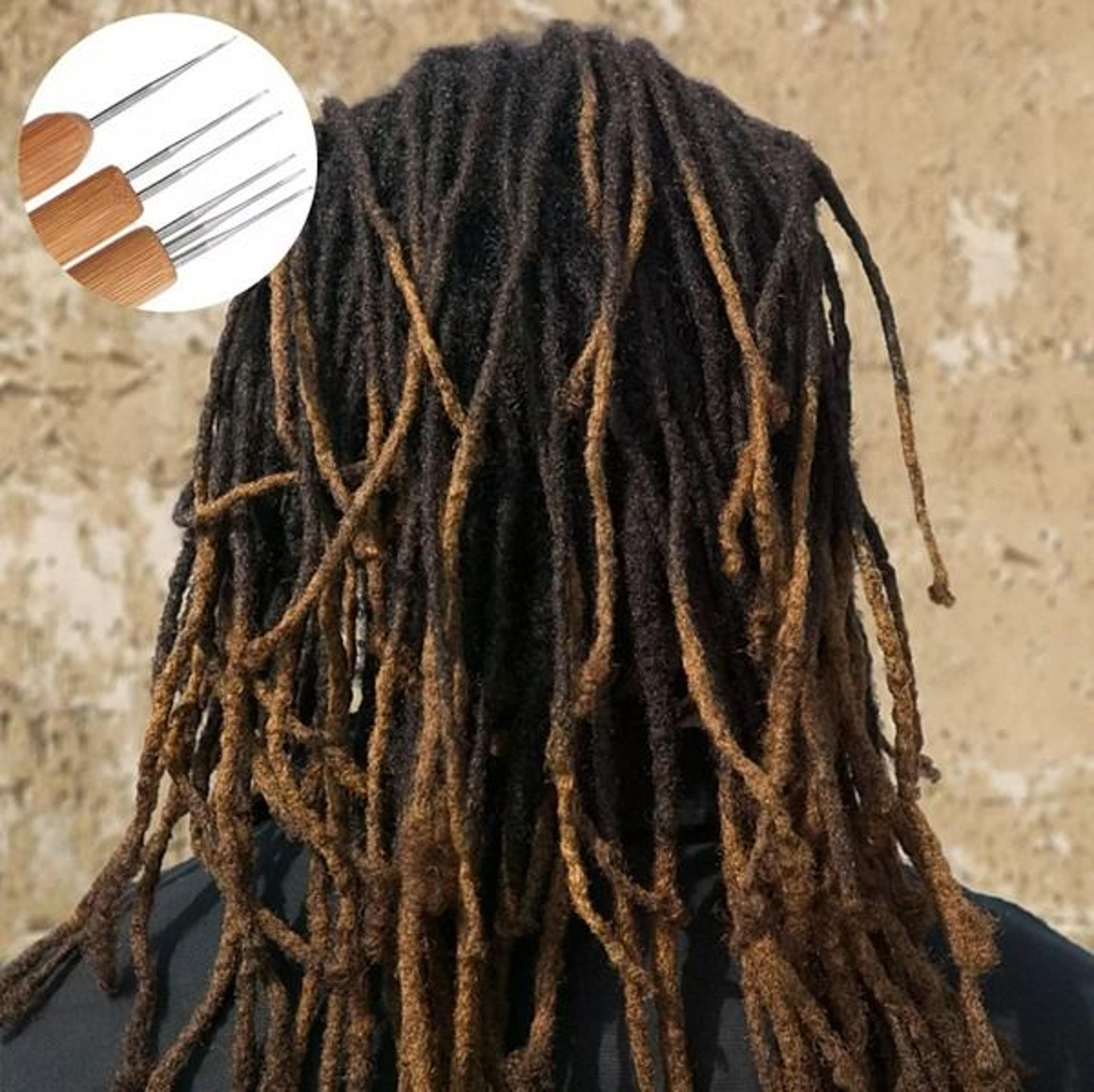 bamboo handle dread knit tool, diy crochet needle hook for hair braiding