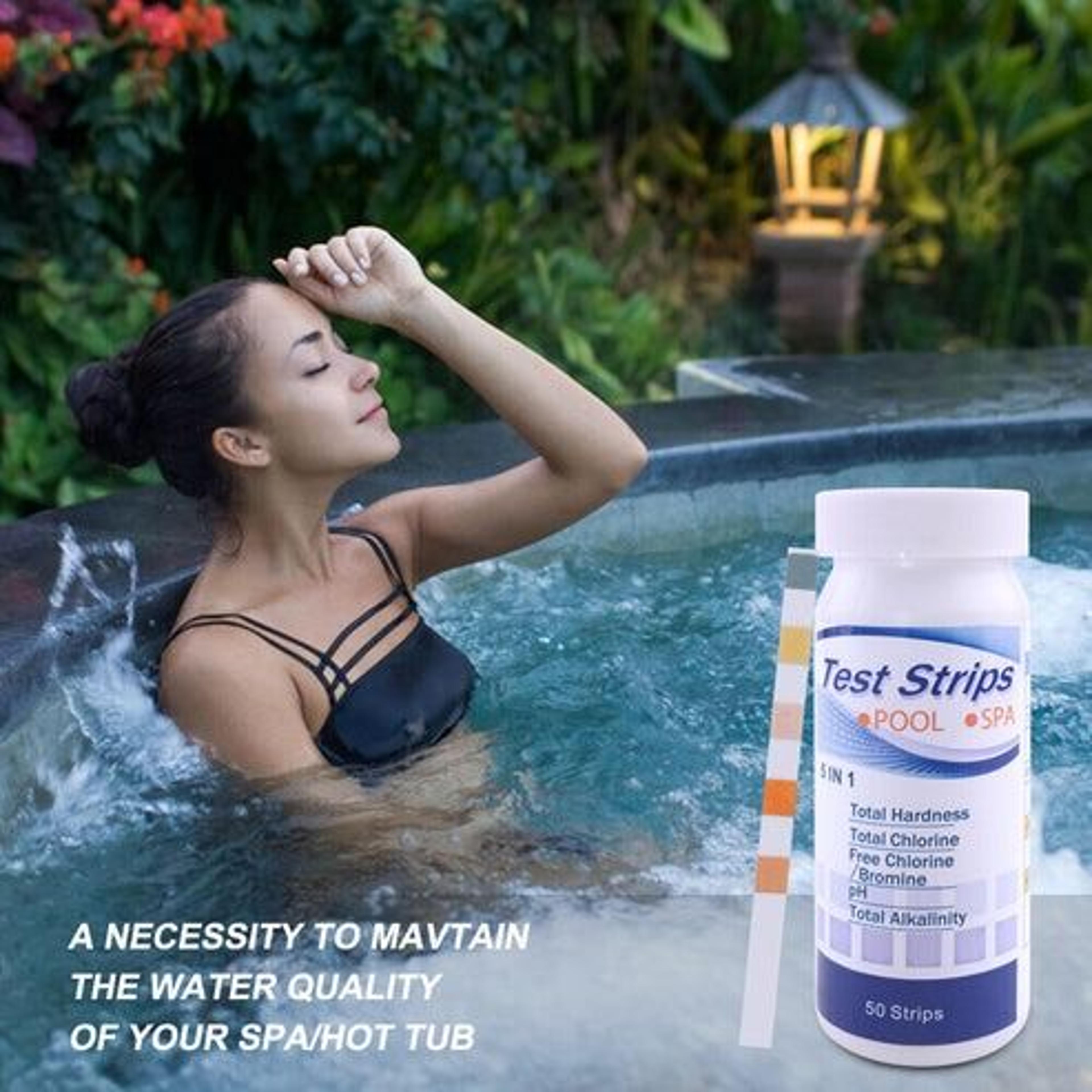chlorine test strips, swimming pool, spa, hot tub, ph tester, paper bottle quick, easy results for water safety