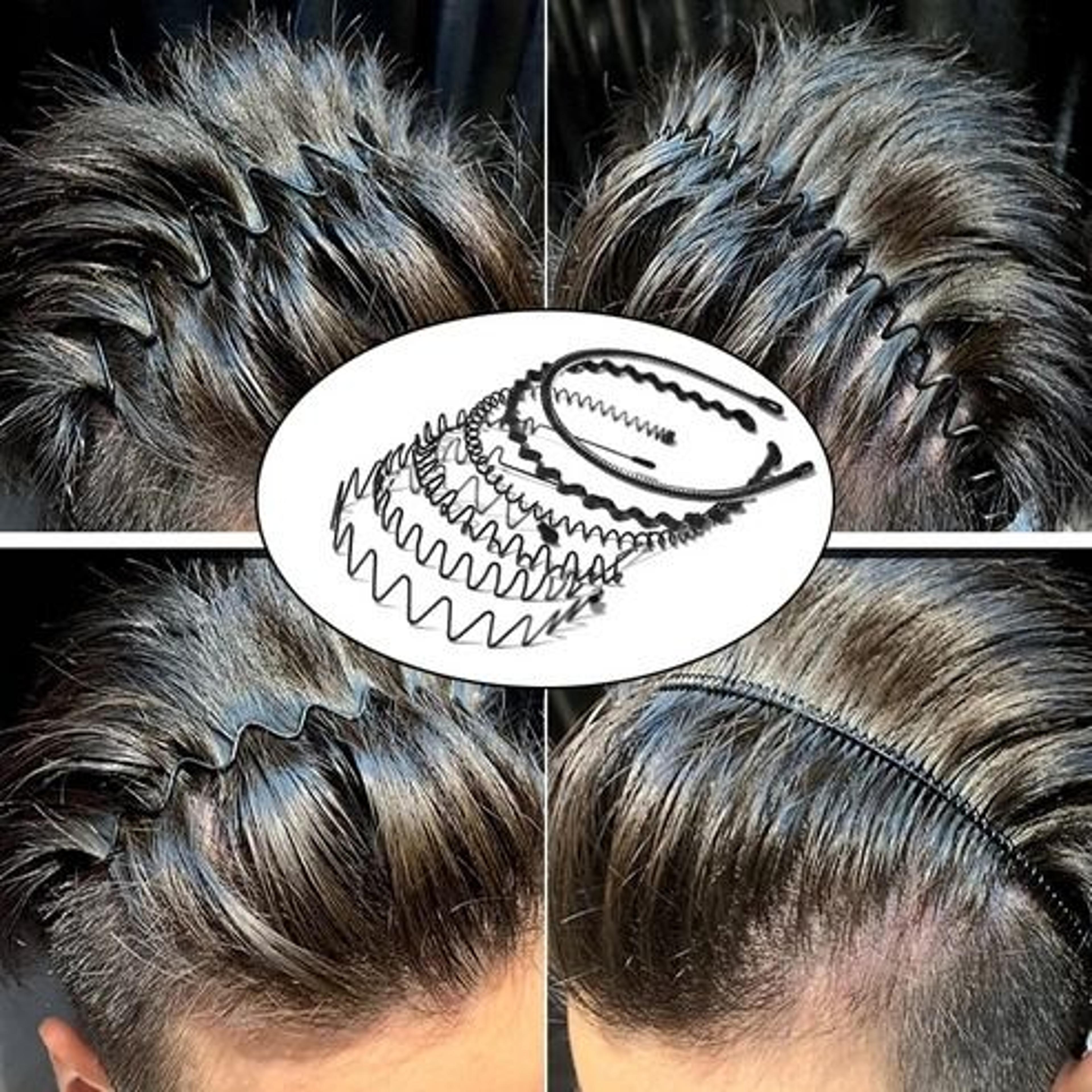 wave style metal hair headband, adjustable sports hoop band comb, non-slip, flexible, perfect for men & women