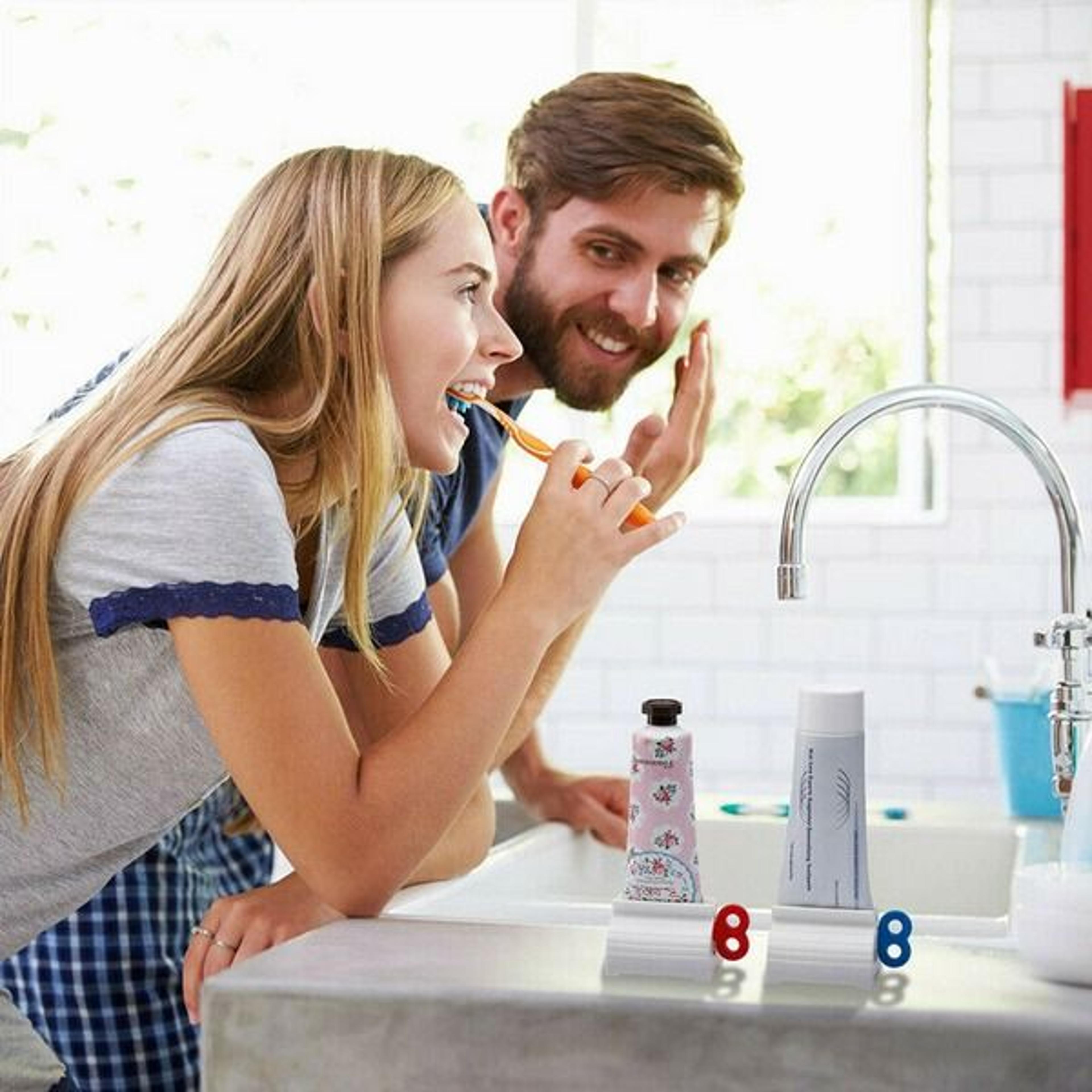 toothpaste squeezer dispenser, bathroom tube easy stand holder, rolling seat for easy application
