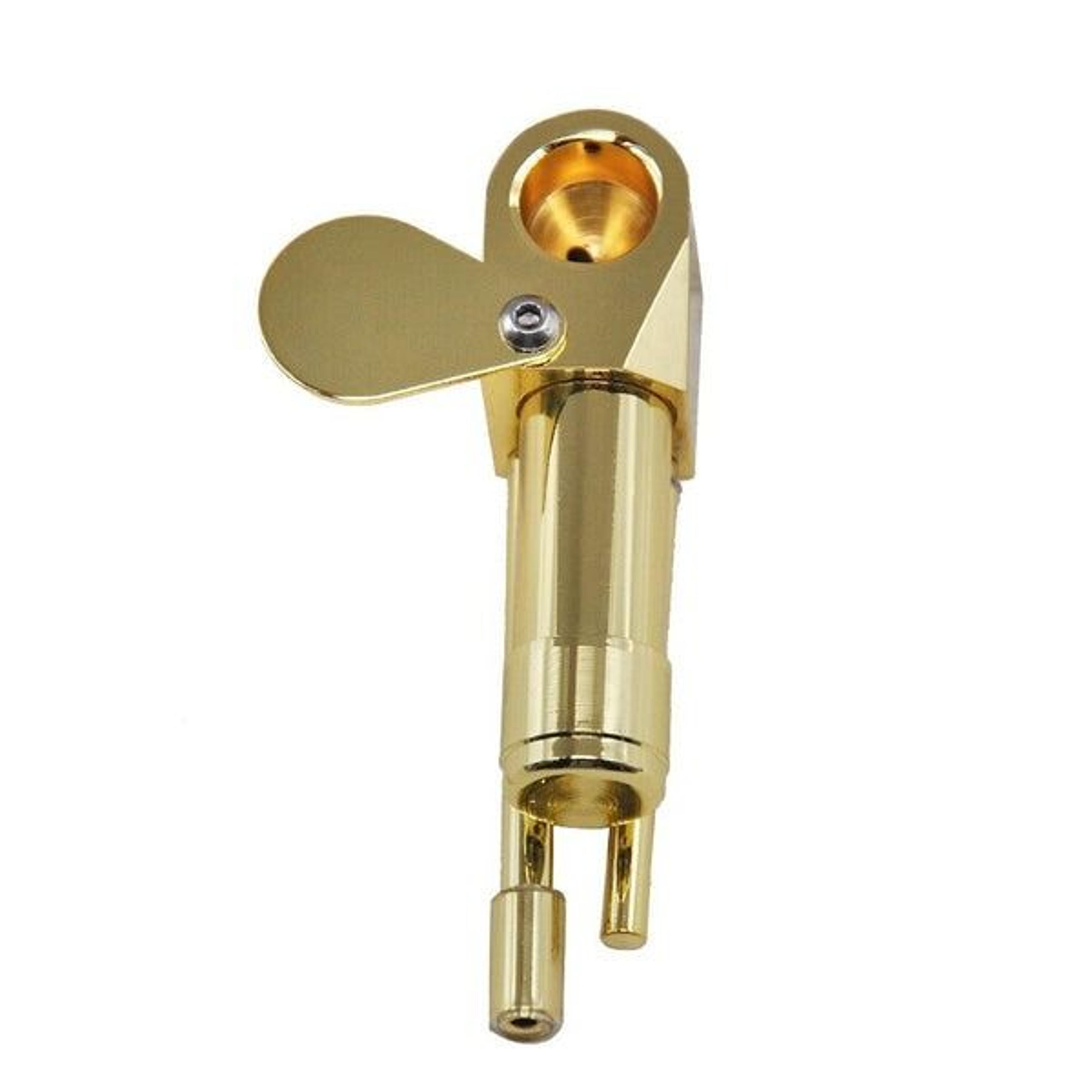 Metal Brass Tobacco Smoking Pipe With Stash Storage Cylinder Chamber Lid Bowl For Convenient Use 2