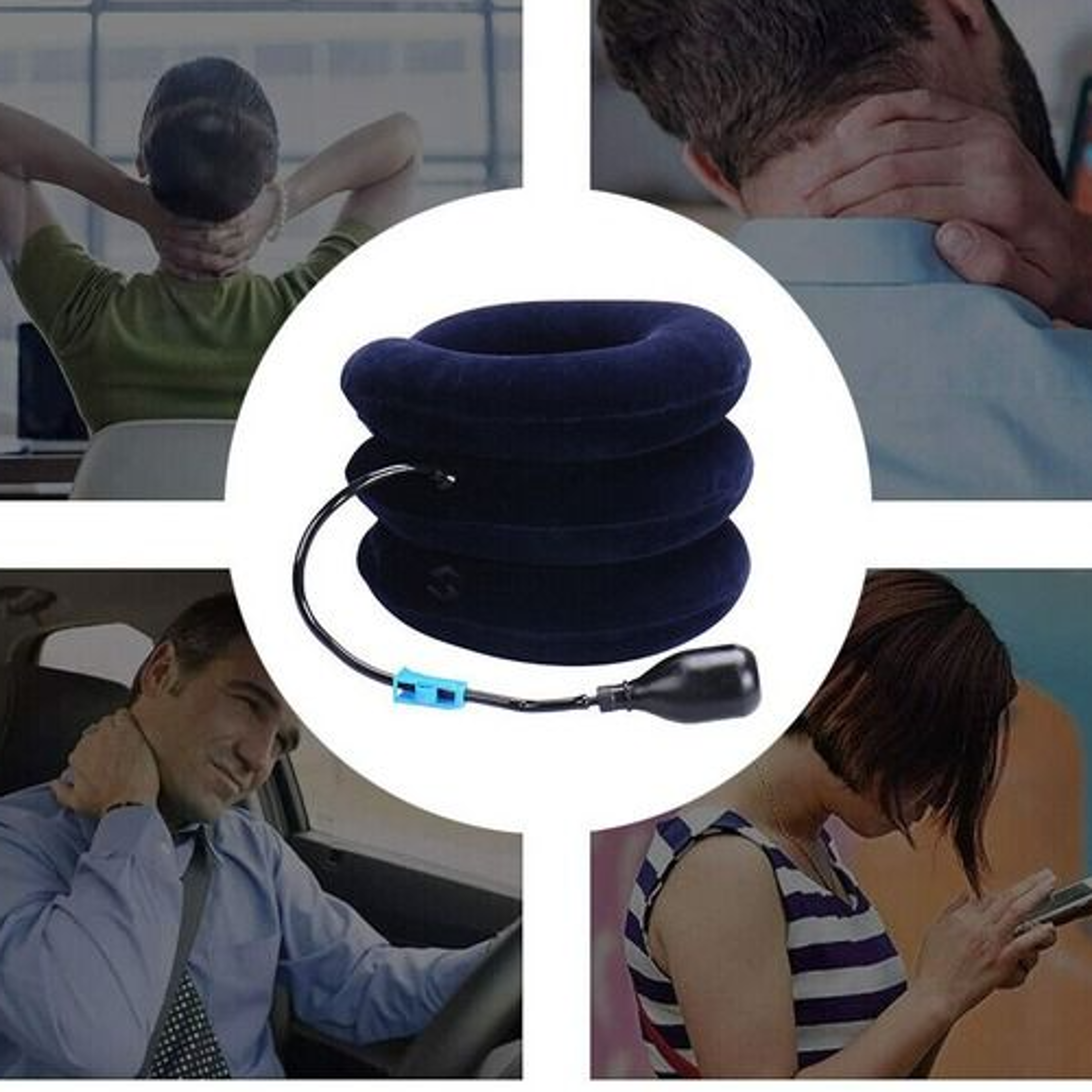 neck traction device for pain relief, adjustable cervical collar brace, support therapy