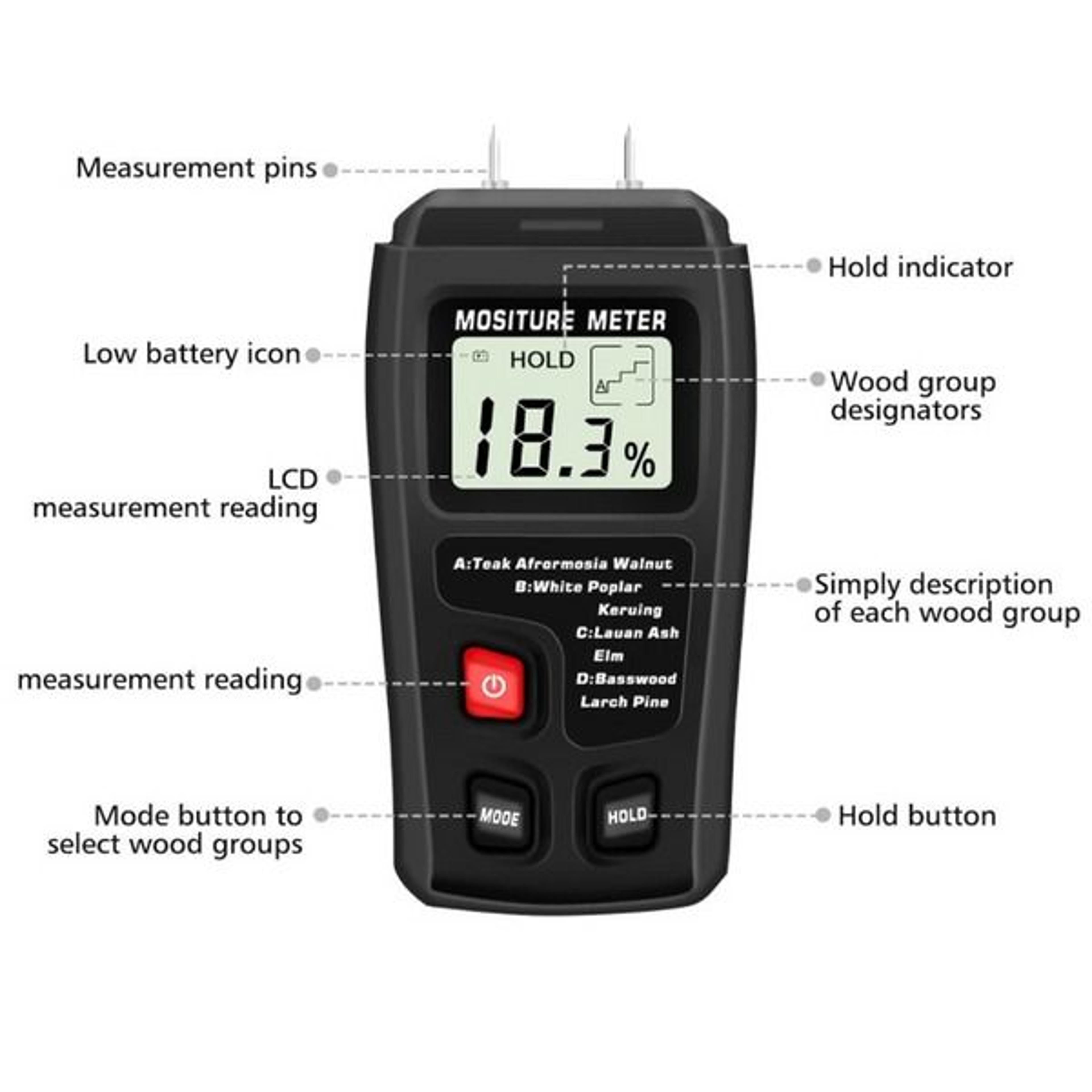 Wood Moisture Meter Detector  Digital LCD Tester For Firewood Wood Paper Cardboard Accurate Moistur 2