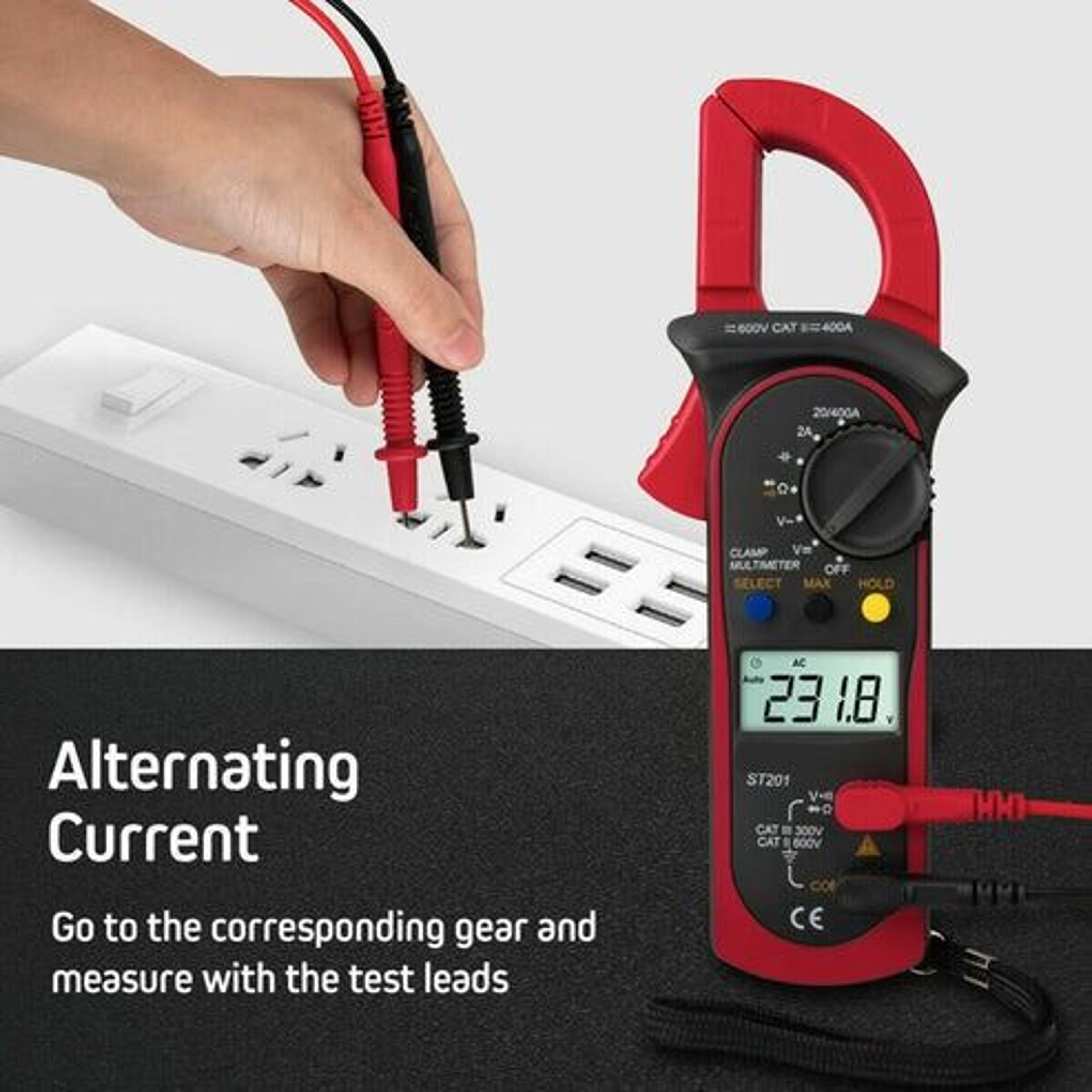 Digital Clamp Meter AC DC Voltage Tester Volt Ohm Amp Auto Range LCD Display 9