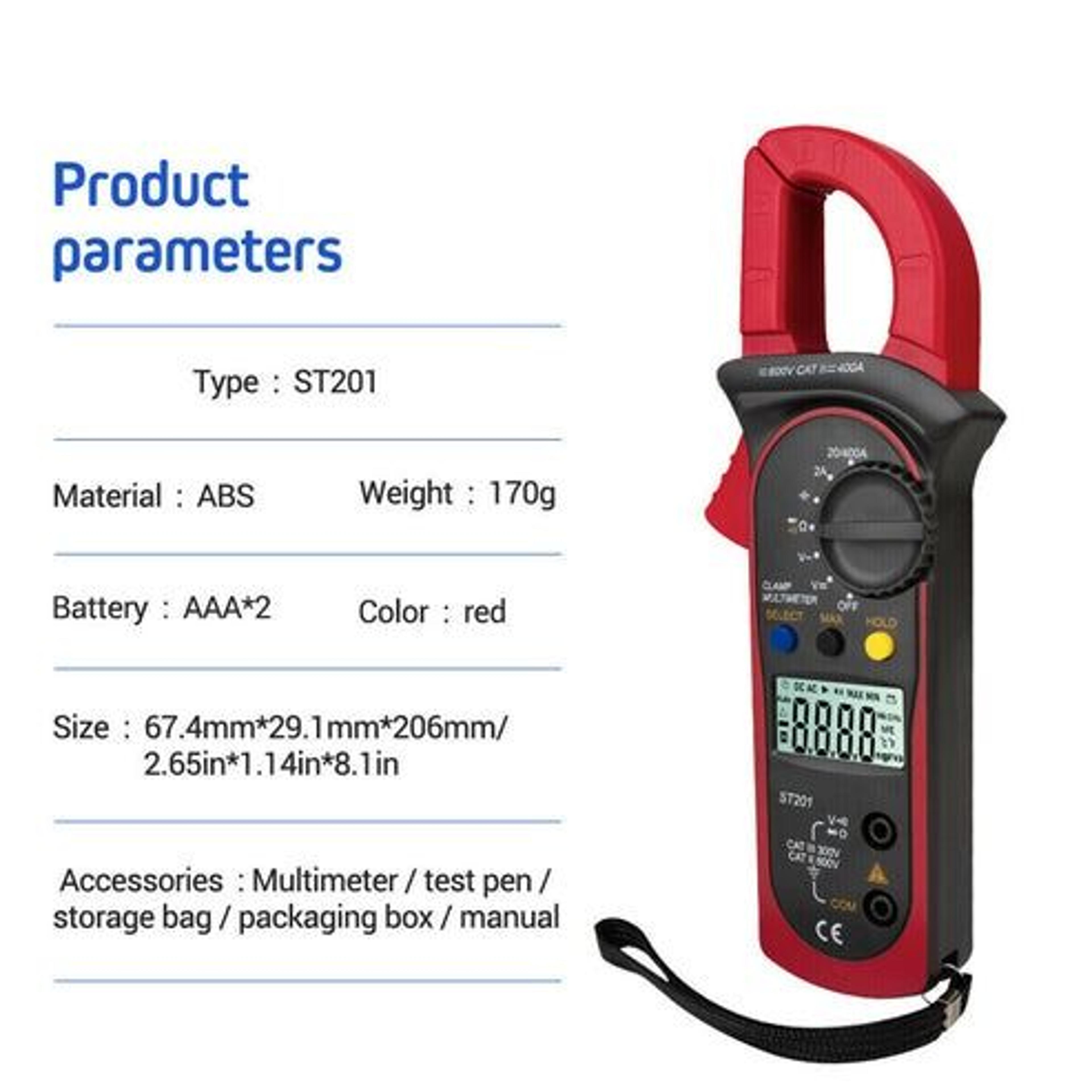 Digital Clamp Meter AC DC Voltage Tester Volt Ohm Amp Auto Range LCD Display 8
