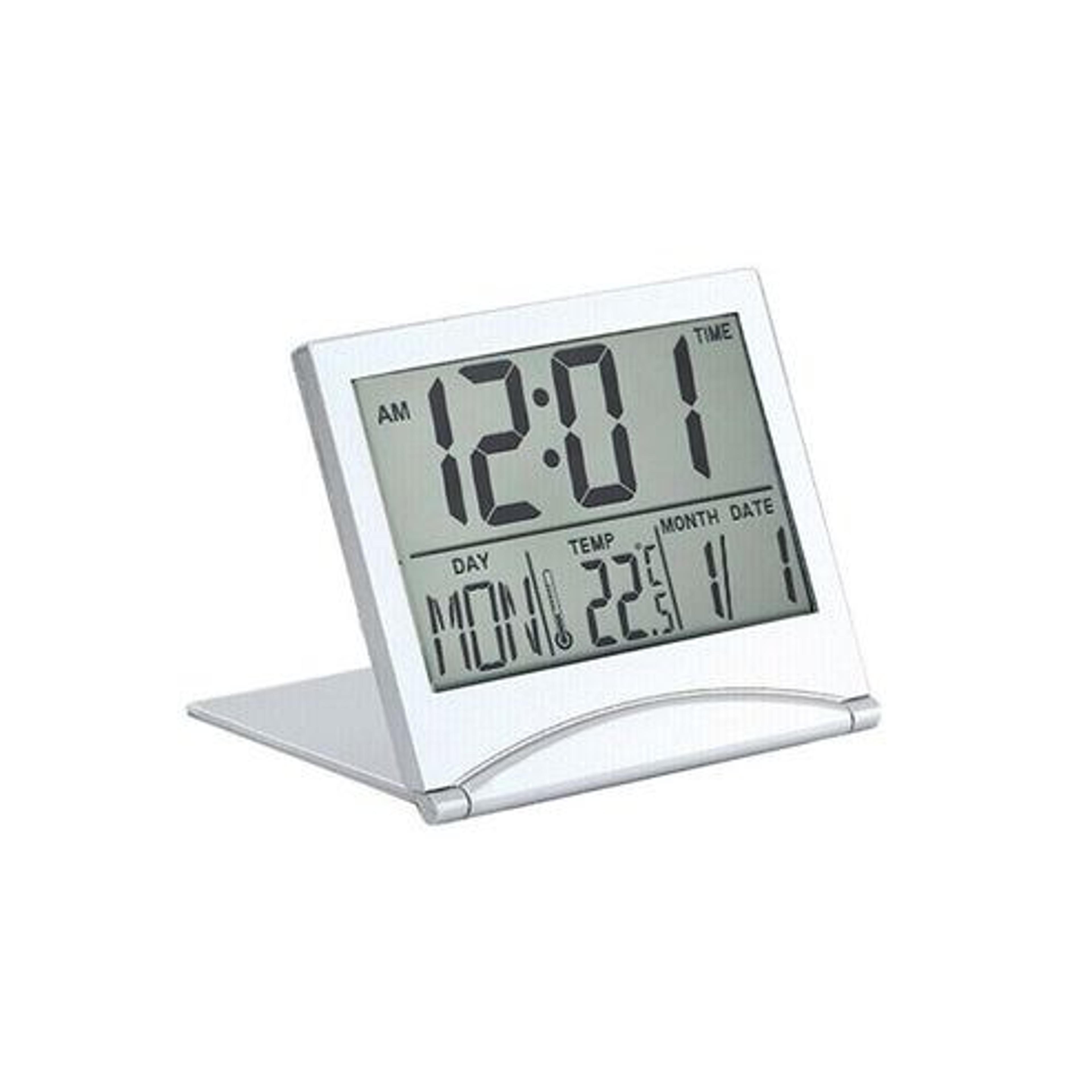 Compact Digital Travel Alarm Clock LCD Temperature Display Foldable Desk Timer 4