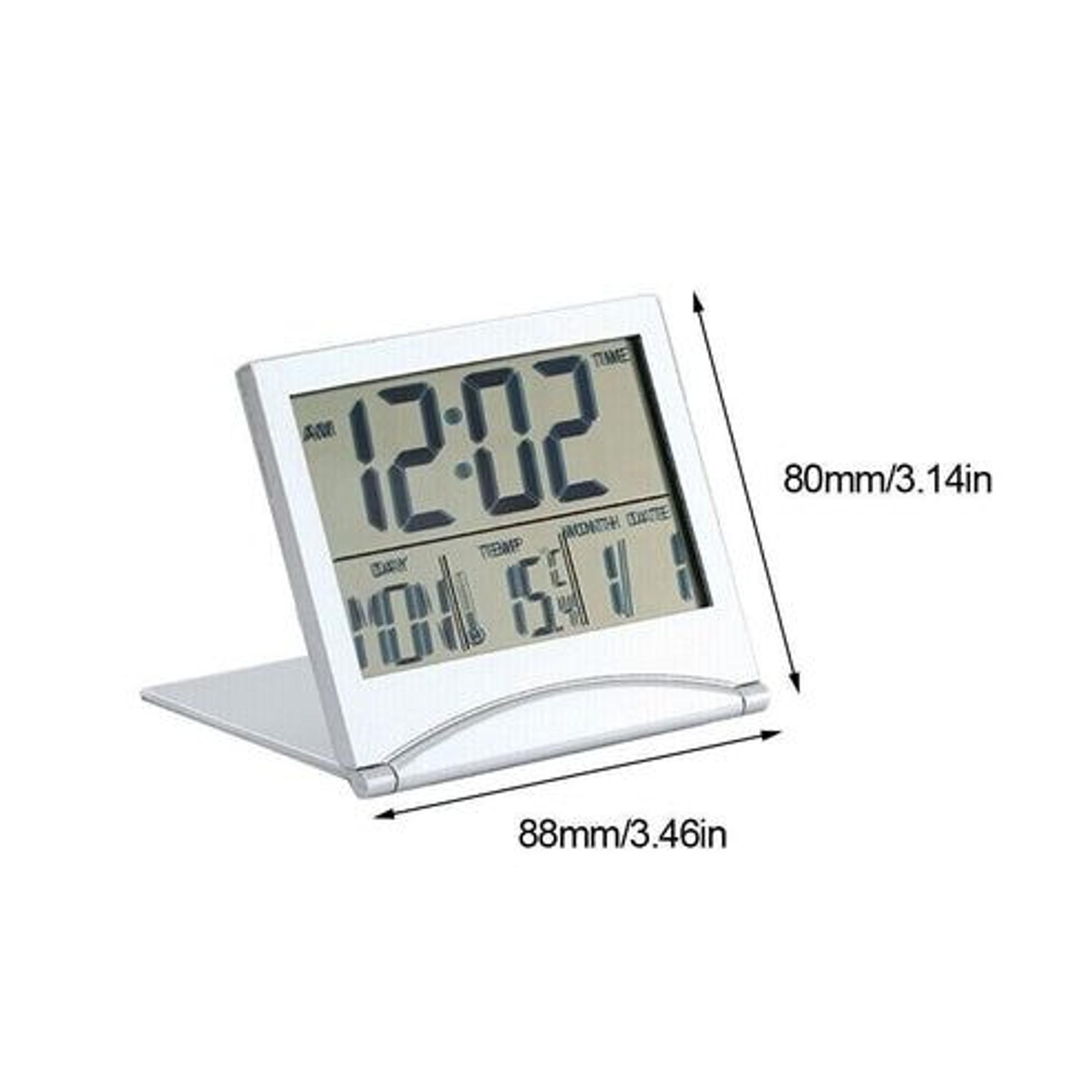Compact Digital Travel Alarm Clock LCD Temperature Display Foldable Desk Timer 8