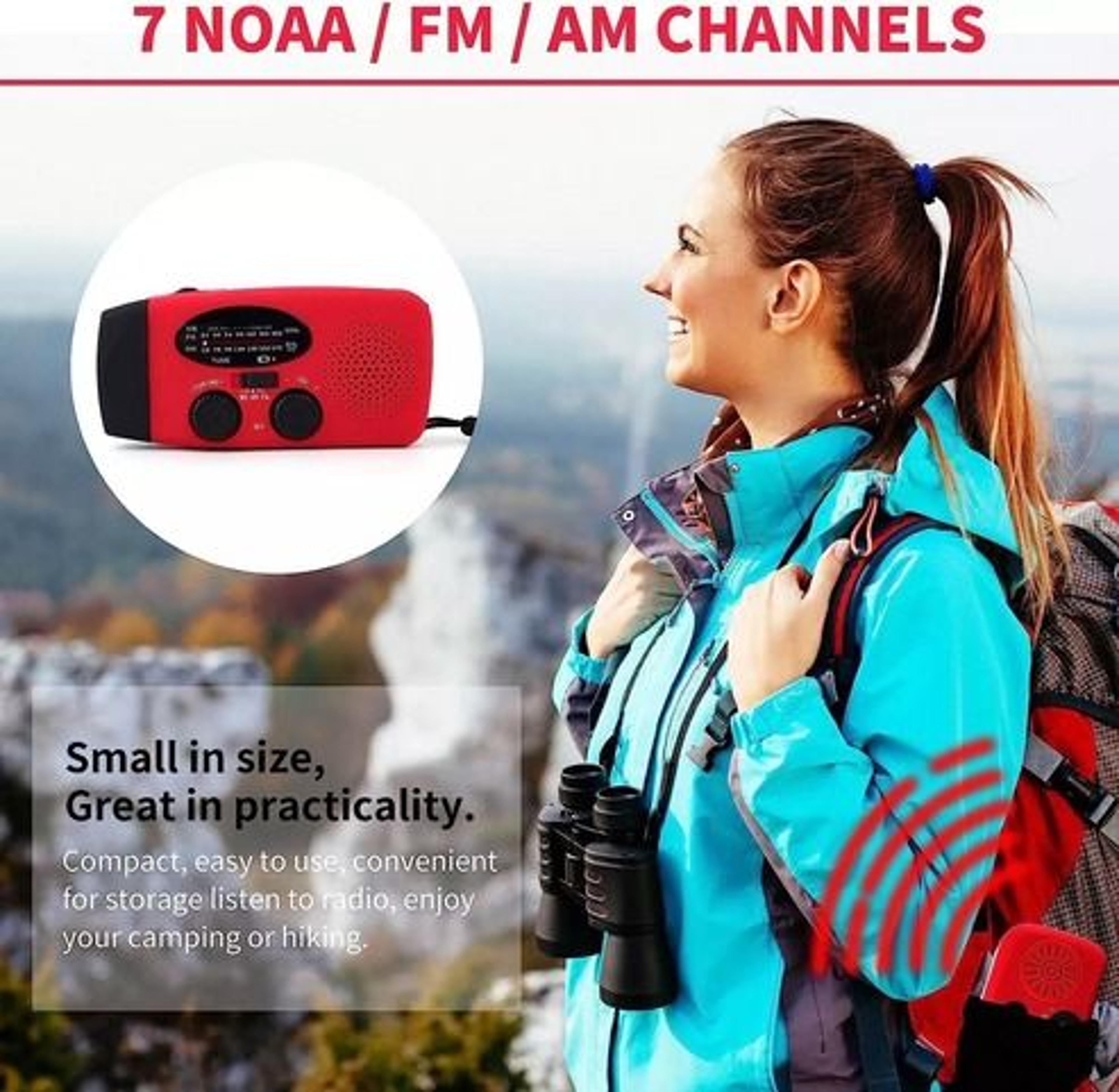 Solar Hand Crank Emergency Radio Power Bank Weather Alerts LED Flash Light Portable Charging 5