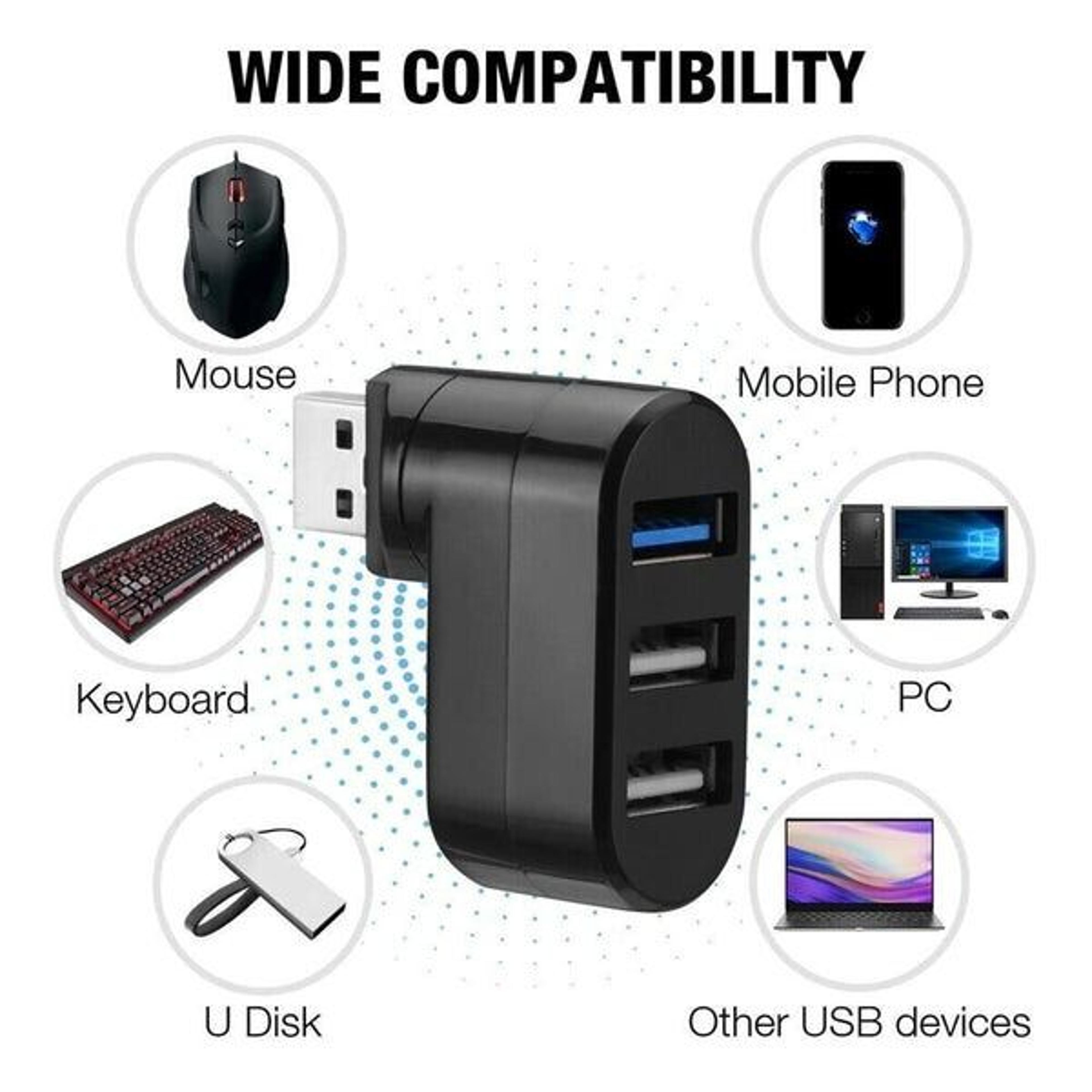 3 Port USB Hub High Speed Multi HUB Splitter Expansion For Desktop PC And Laptop Adapter 5