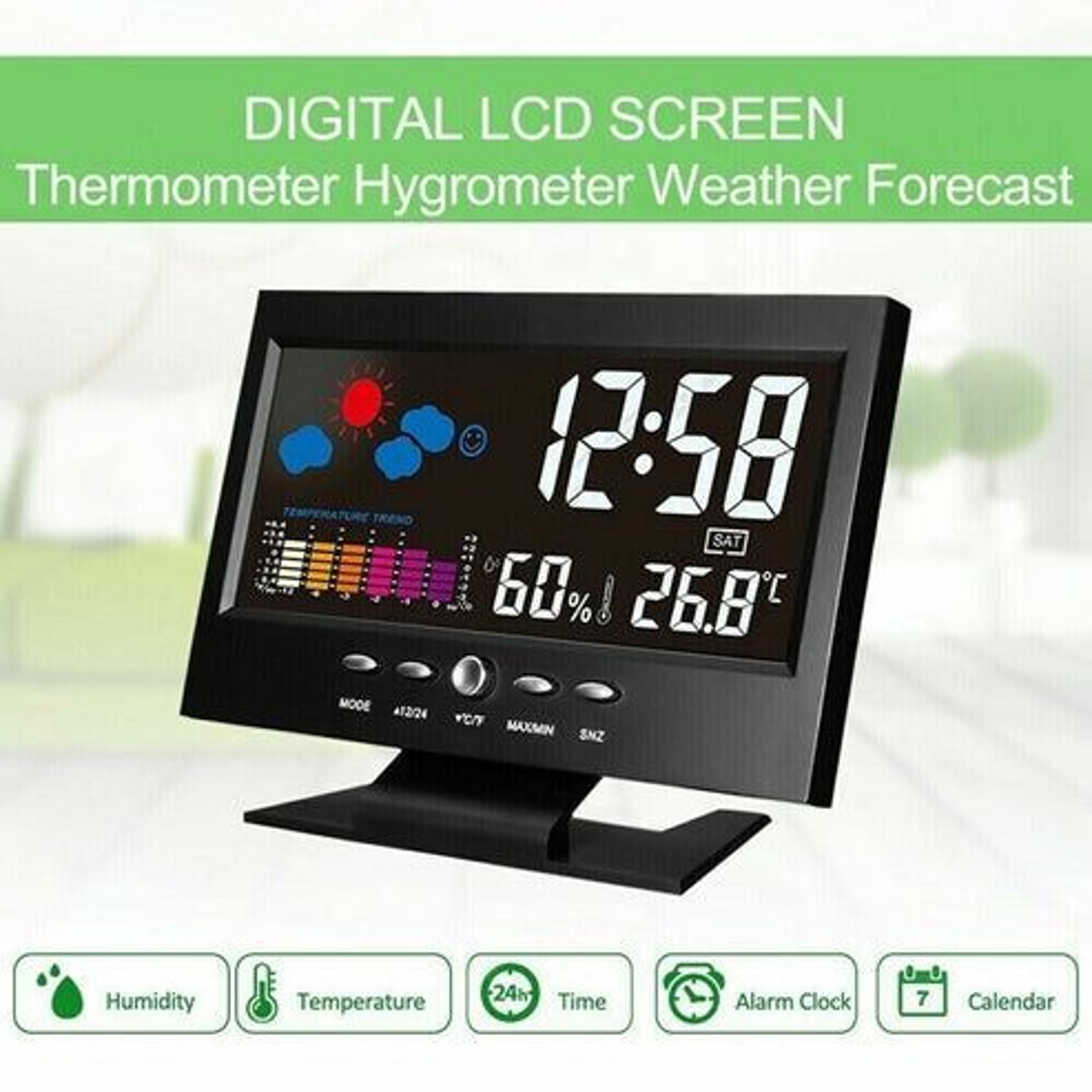 LED Digital Alarm Clock With Snooze Calendar Thermometer Hygrometer  Weather Display  Large Backlit 2