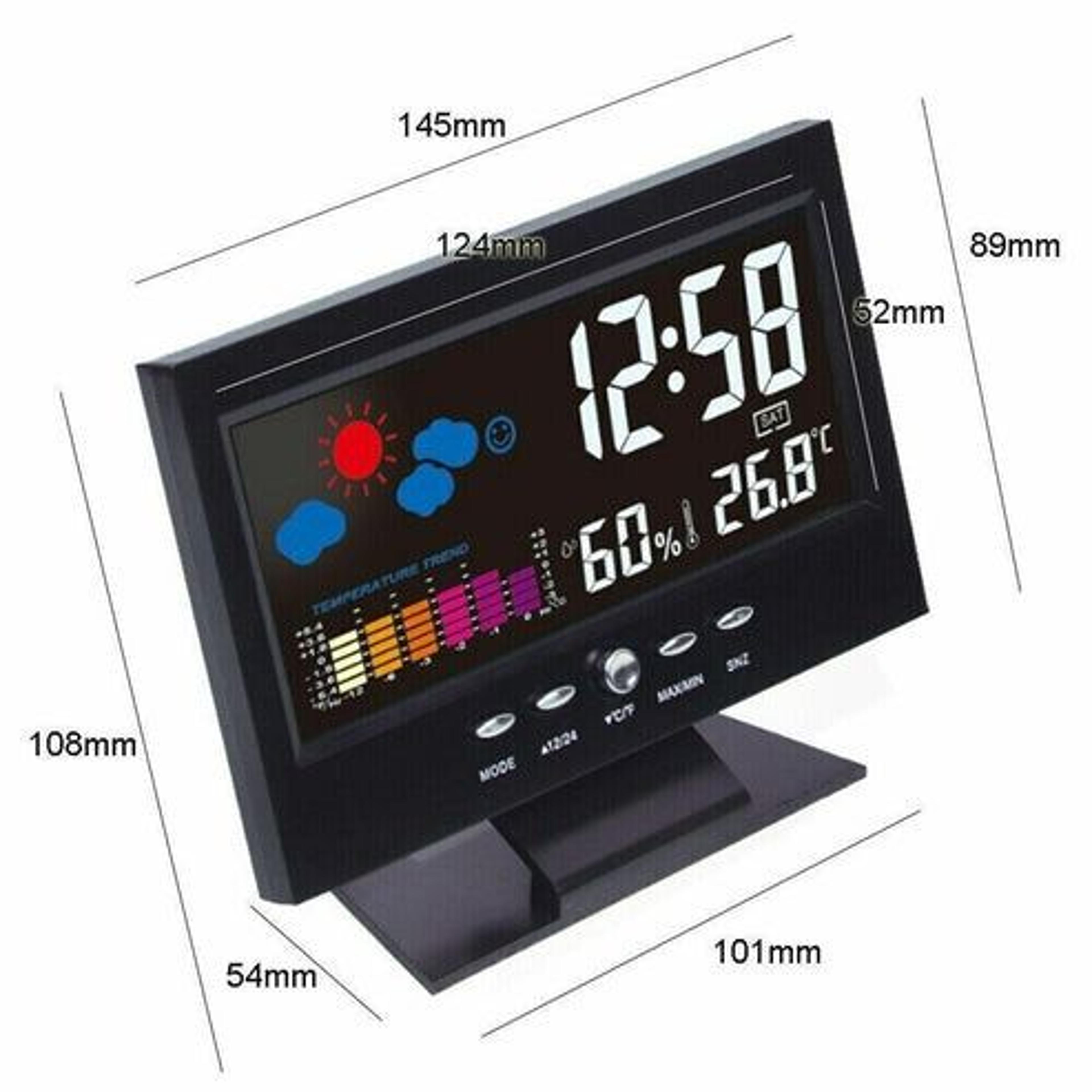 LED Digital Alarm Clock With Snooze Calendar Thermometer Hygrometer  Weather Display  Large Backlit 8