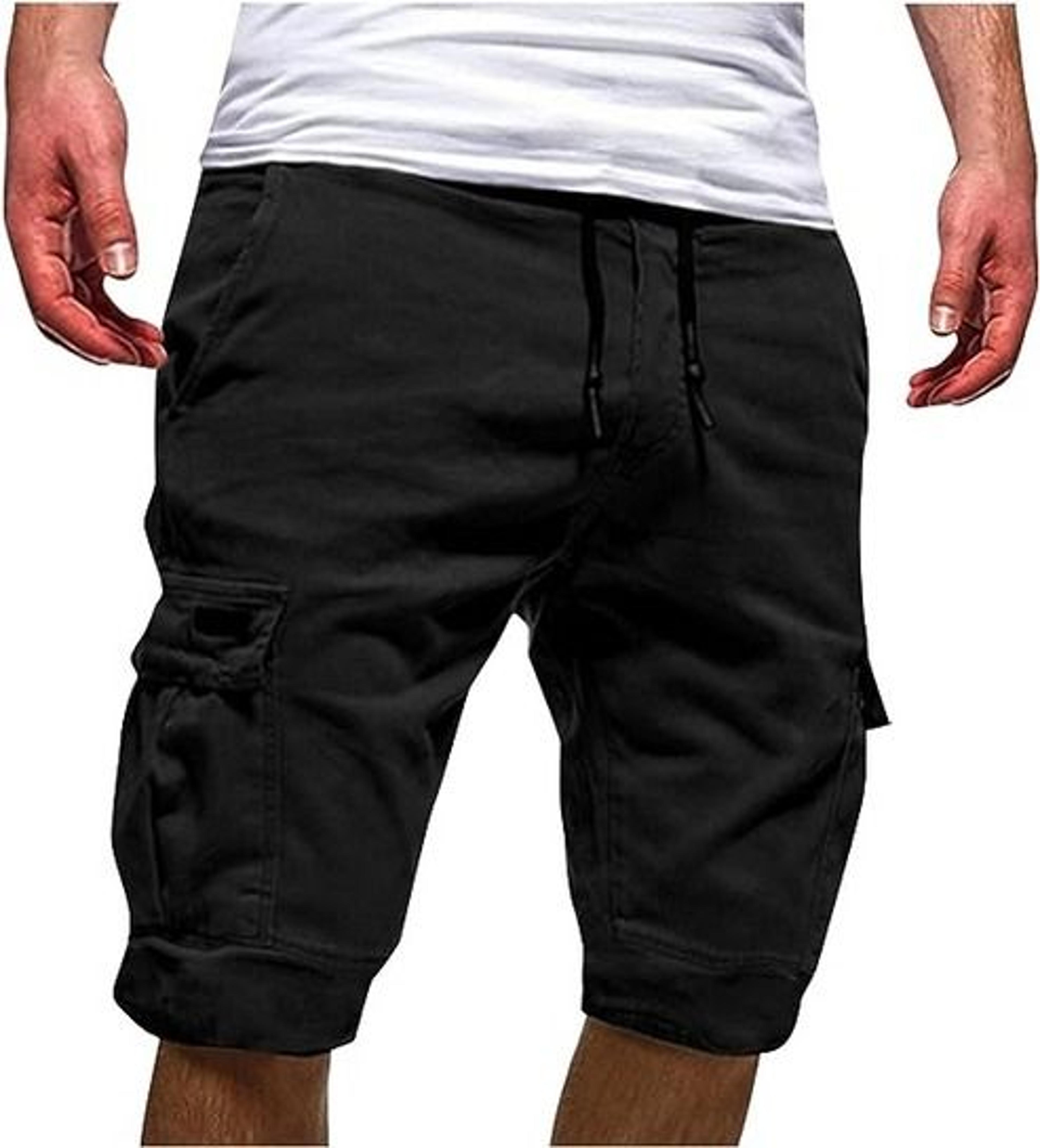 men chino cargo shorts, drawstring waist, elastic waistband, comfortable summer trousers for work &