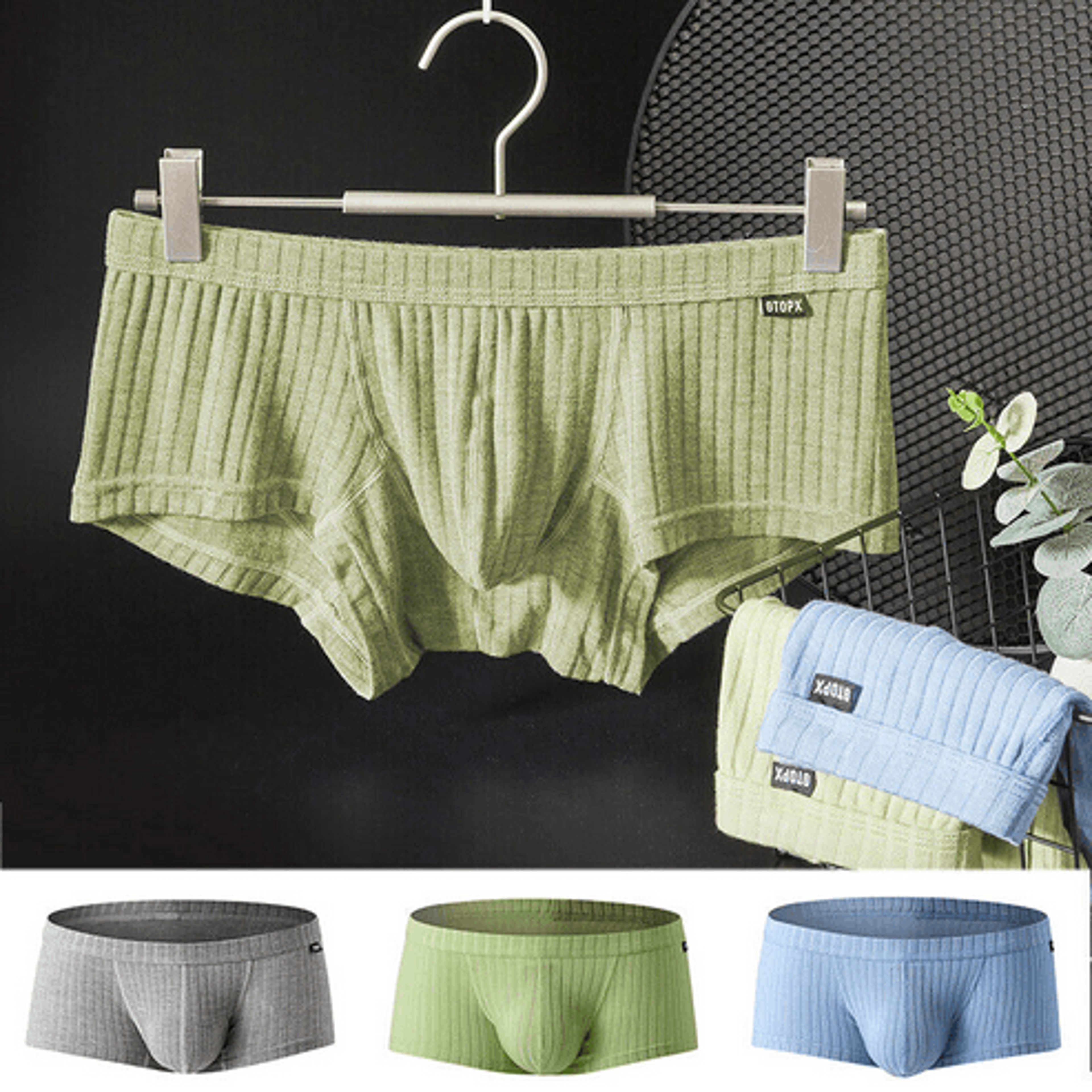 men's sexy underwear, low waist briefs u pouch boxers, striped shorts underpants, breathable comfort