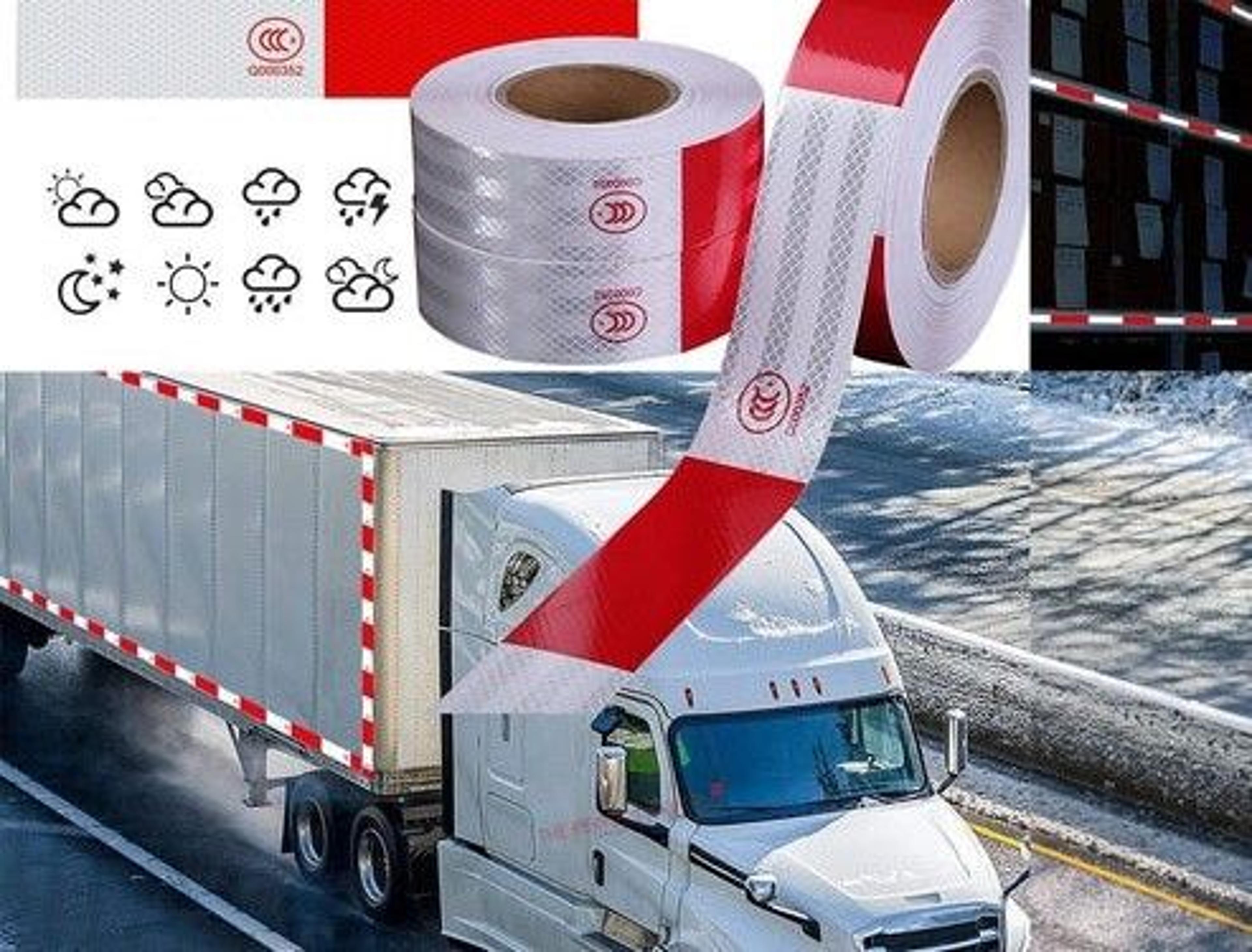 Reflective Safety Tape For Trailers Trucks Cars Waterproof Conspicuity Tape Red White Warning Sign