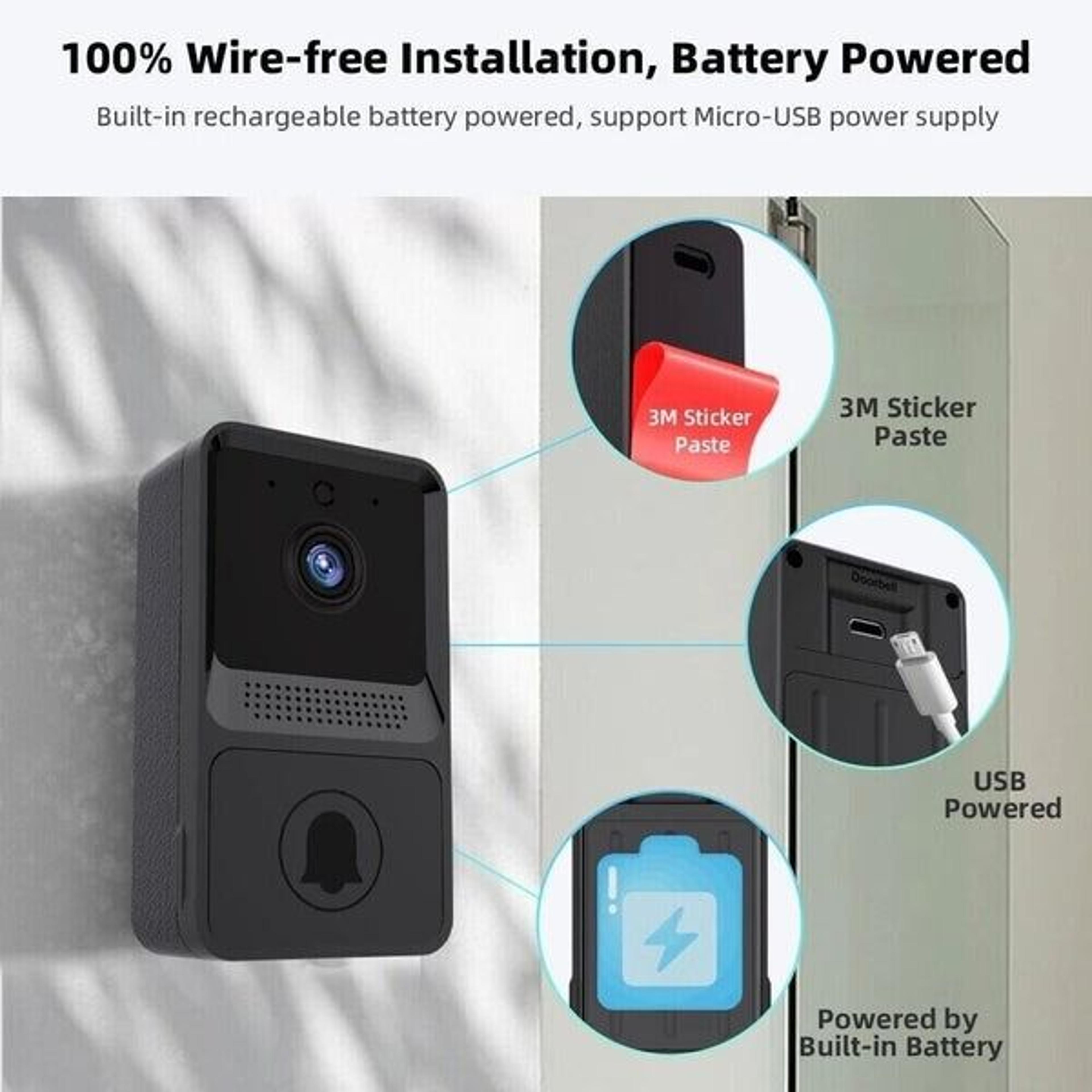 Wireless WiFi Smart Doorbell Intercom Video Camera Door Ring Bell Chime Security Motion Detection 2 3
