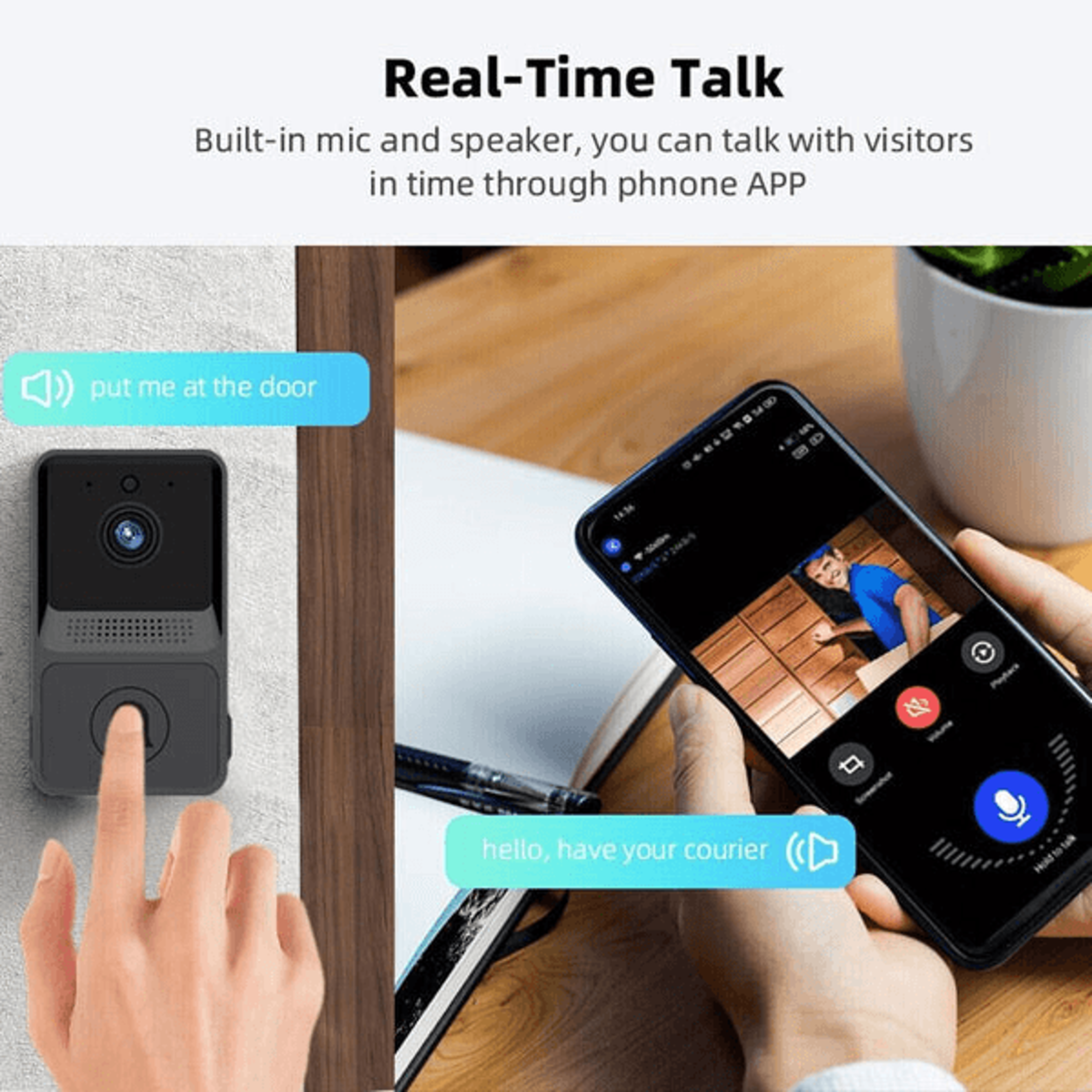 Wireless WiFi Smart Doorbell Intercom Video Camera Door Ring Bell Chime Security Motion Detection 2 6