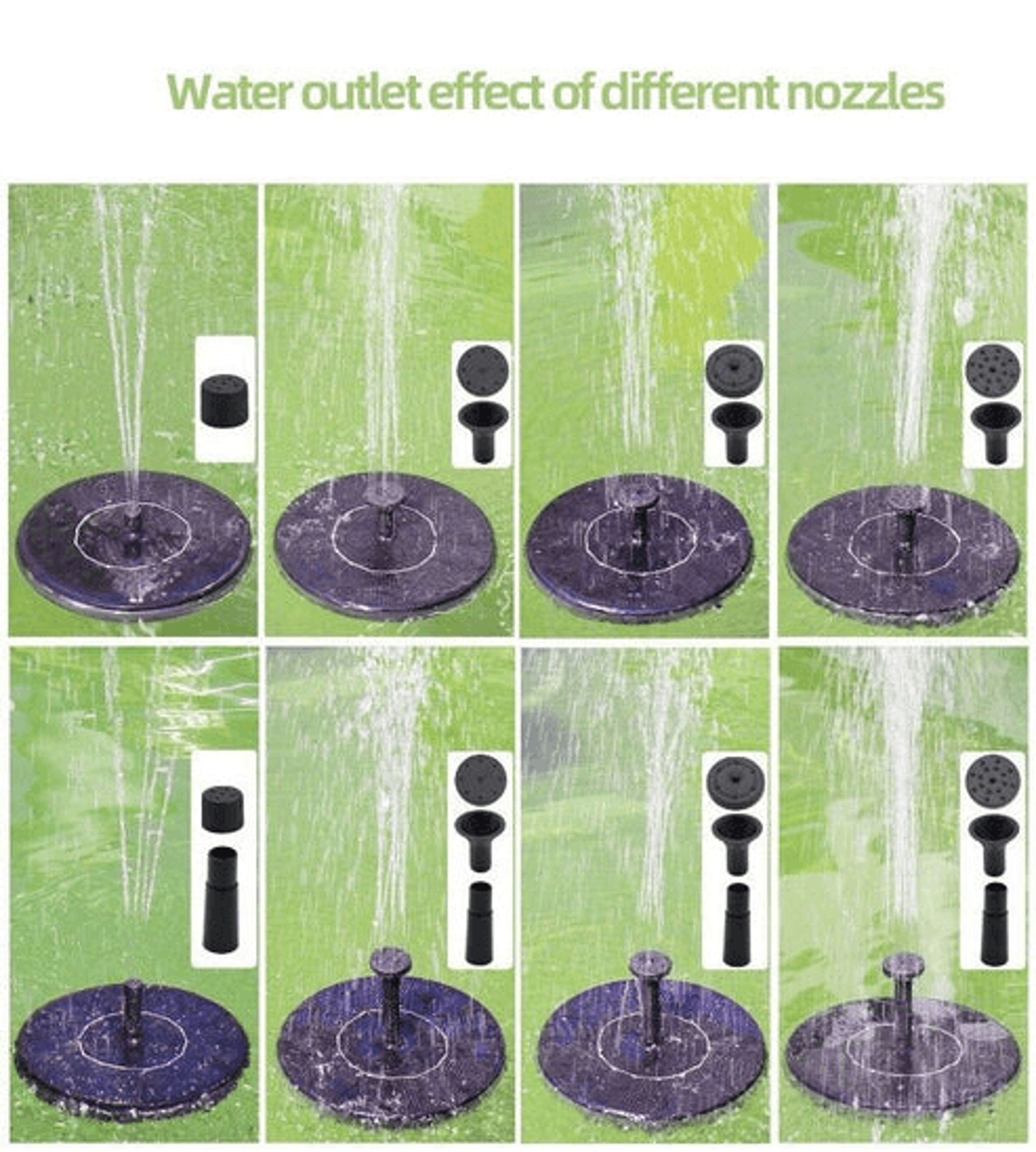 Solar Power Bird Bath Fountain Pump EcoFriendly Solar Fountain With Nozzles For Birds Ponds Gardens 8