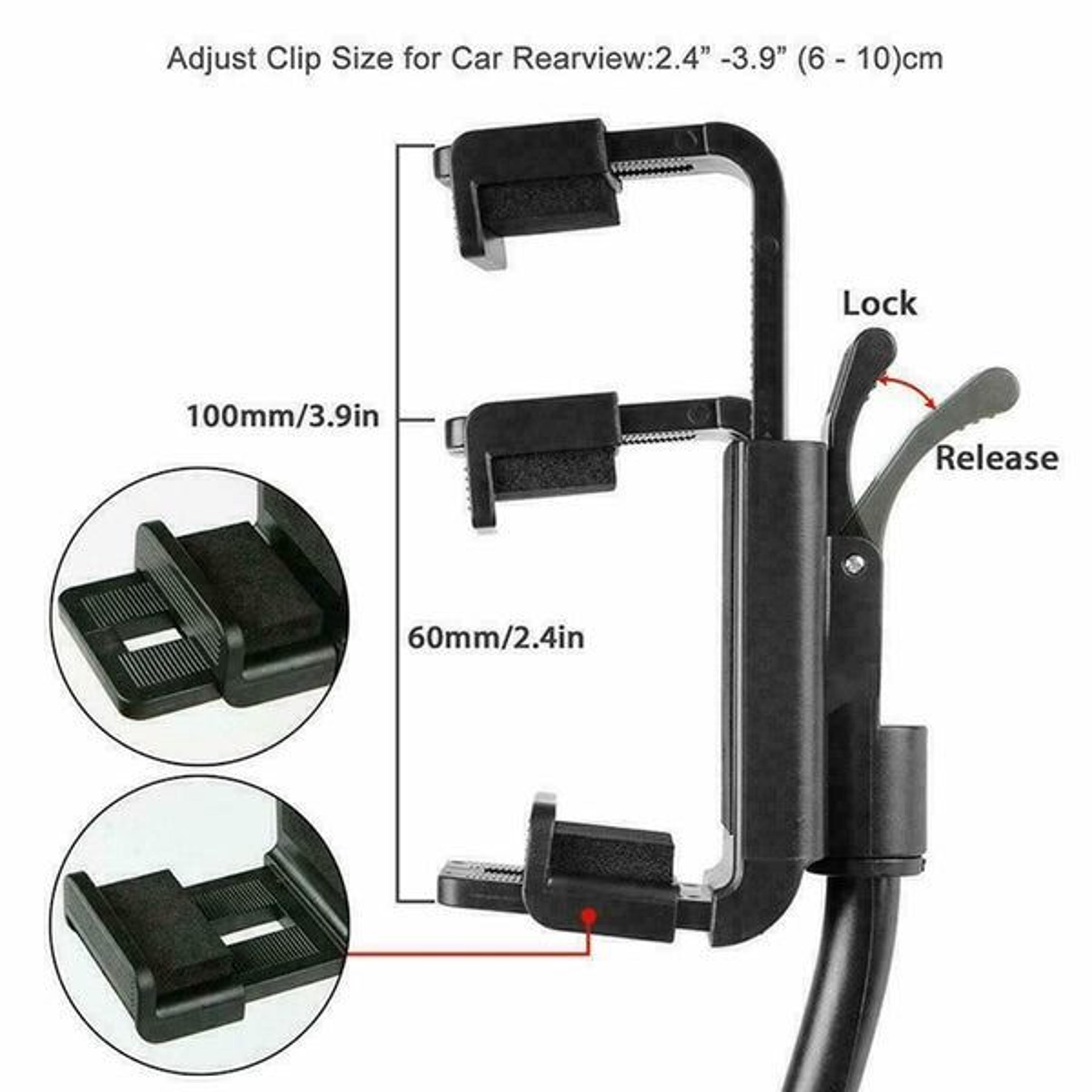 Universal 360 Rearview Mirror Mount Stand Holder Cradle Hands Free Cell Phone GPS Car Mount 4