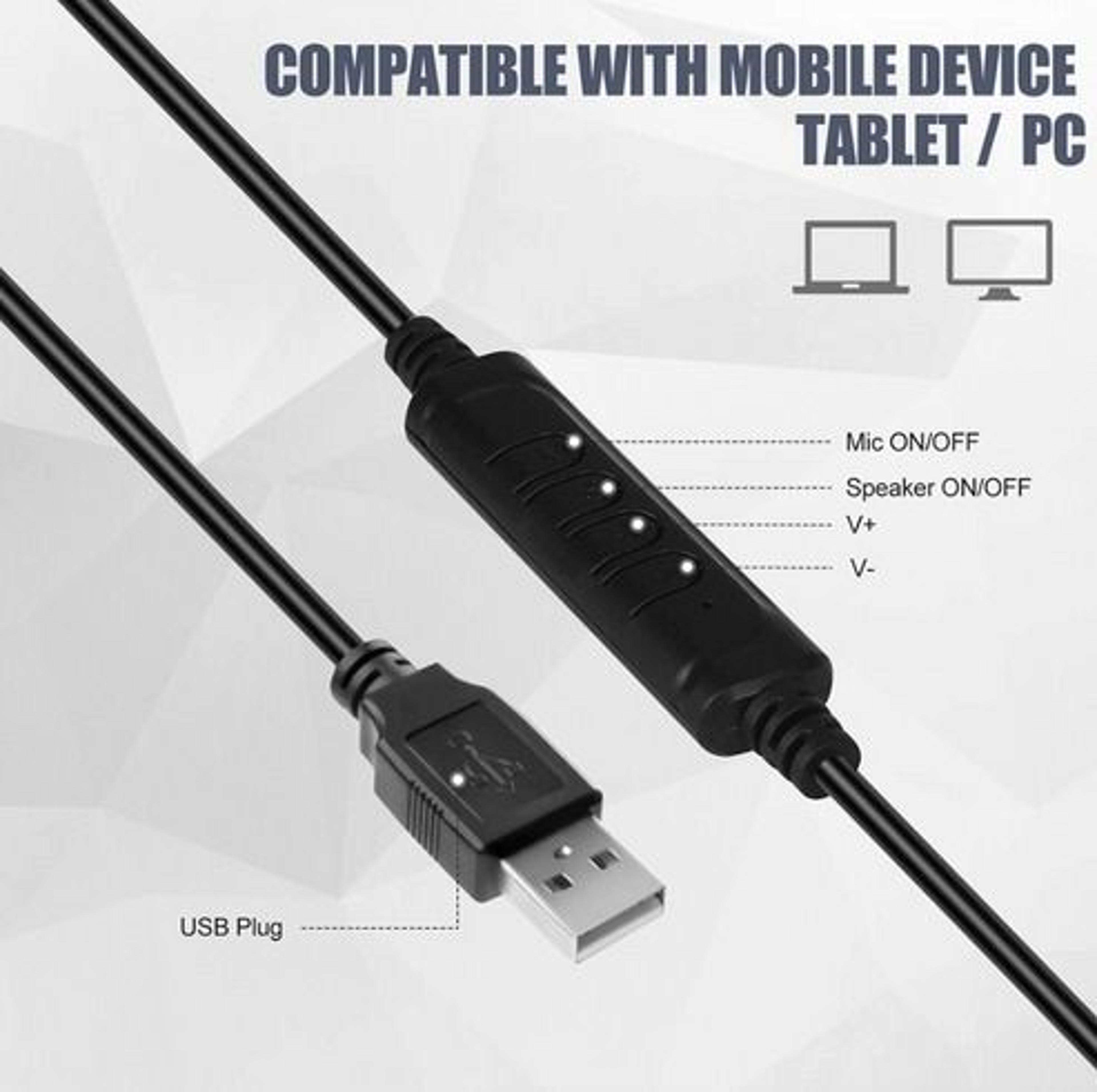 USB Headset Headphone With Microphone Noise Cancelling For PC Computer Call Chat Zoom Meetings Offi 6