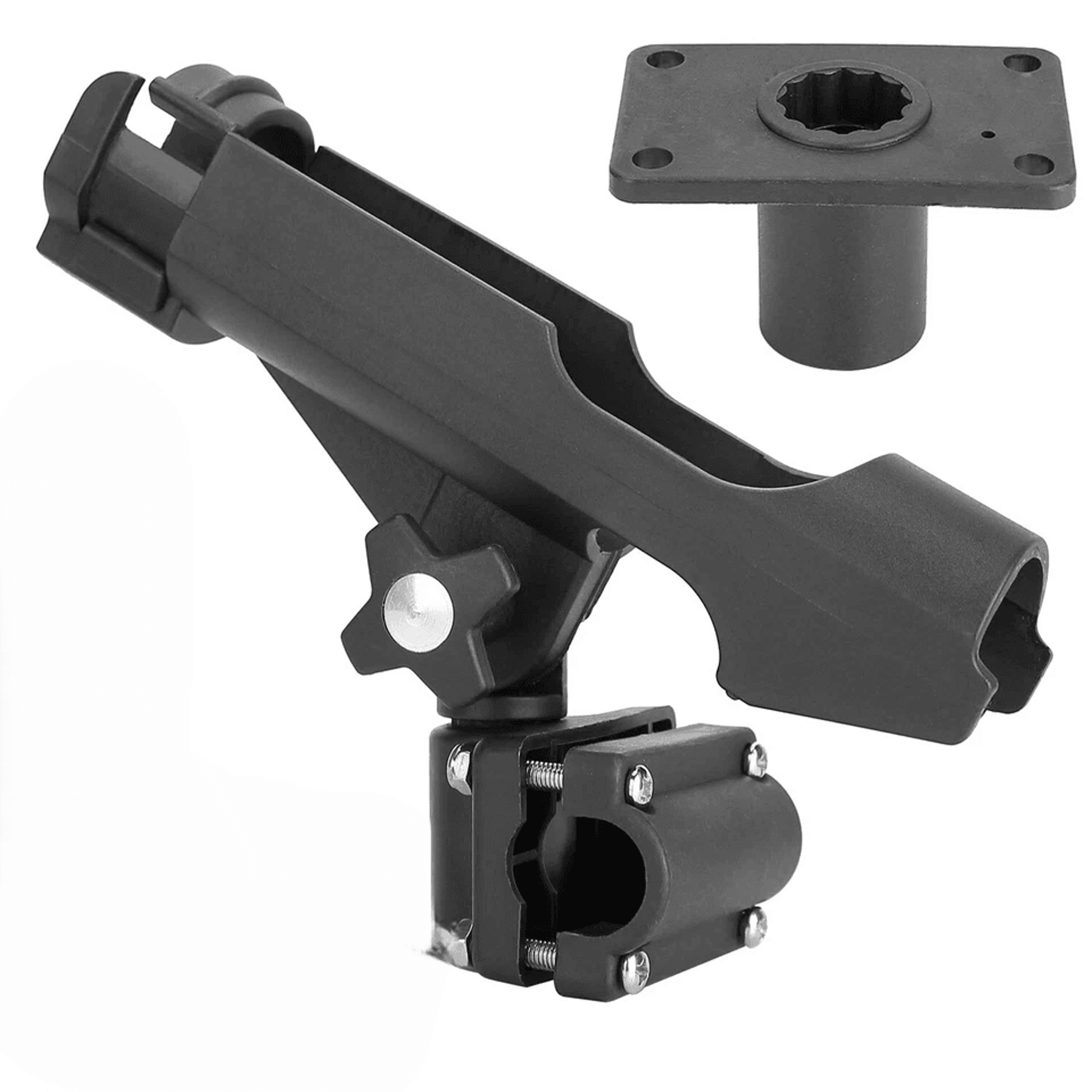 adjustable boat fishing rod holder, side rail mount, impact resistant, lightweight and easy to store