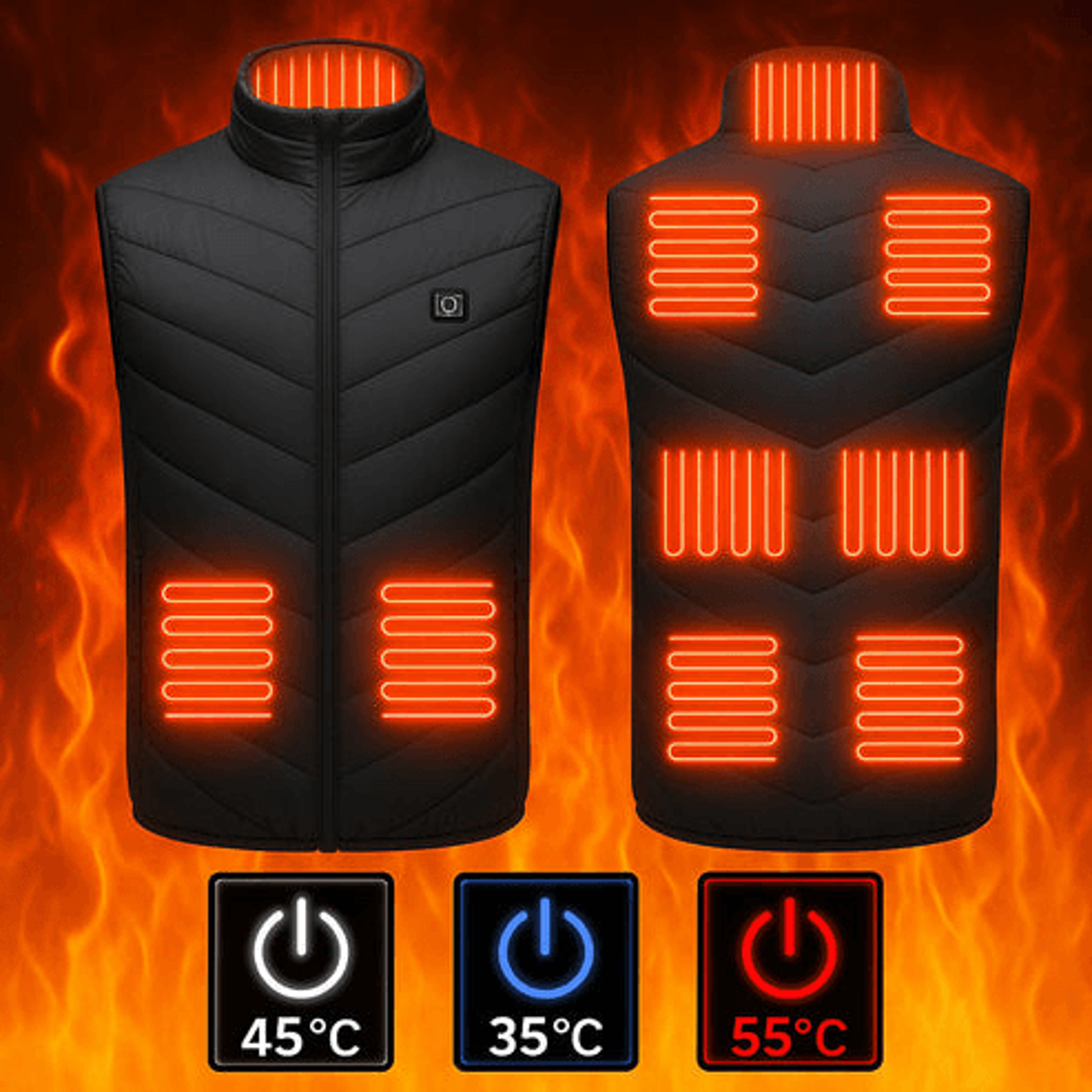Electric Heated Vest Heating Zones Battery Pack Rechargeable Warmth Vest For Cold Weather 1