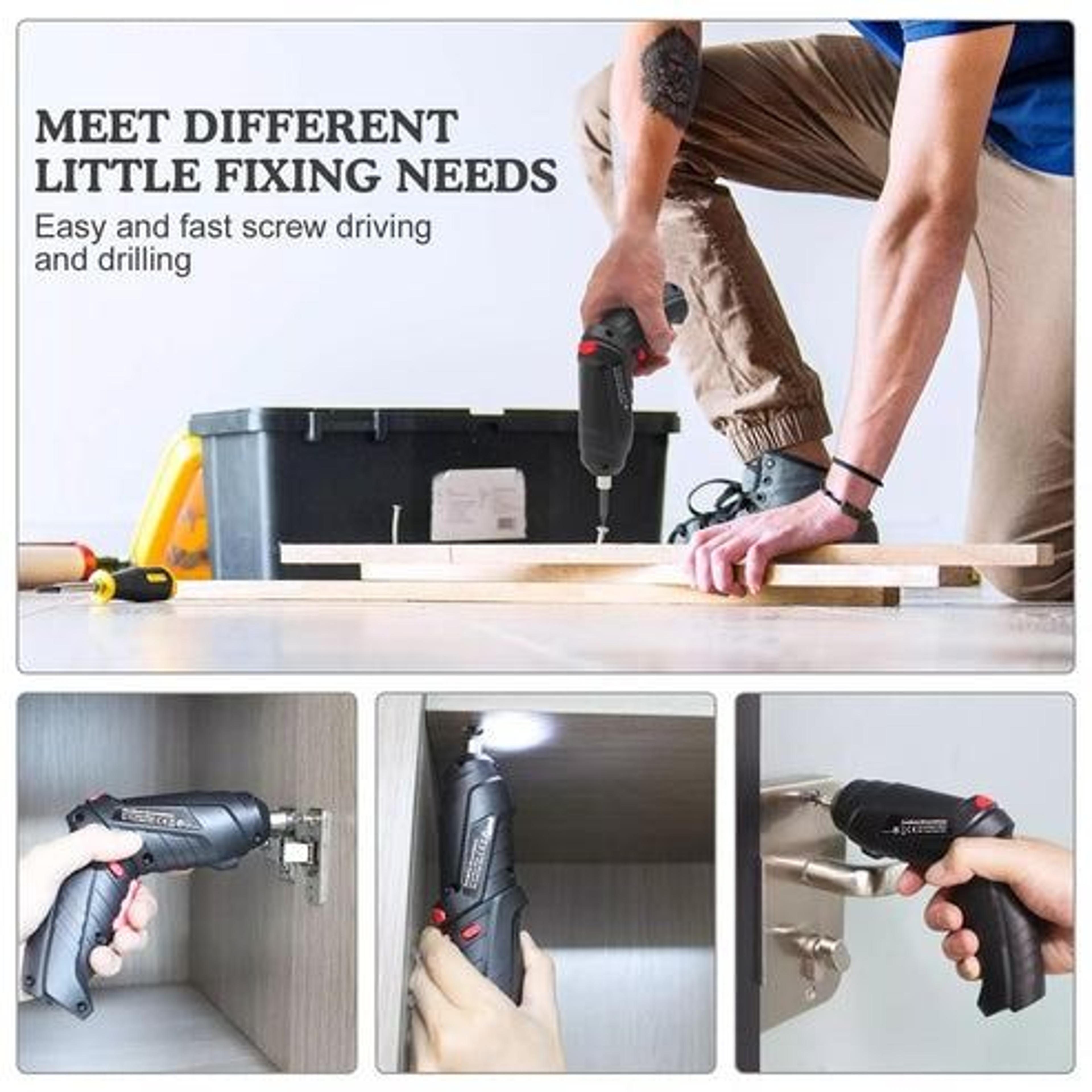 USB Charging Cordless Electric Screwdriver Set Screw Gun With LED Light Ideal For Home  DIY Project 10