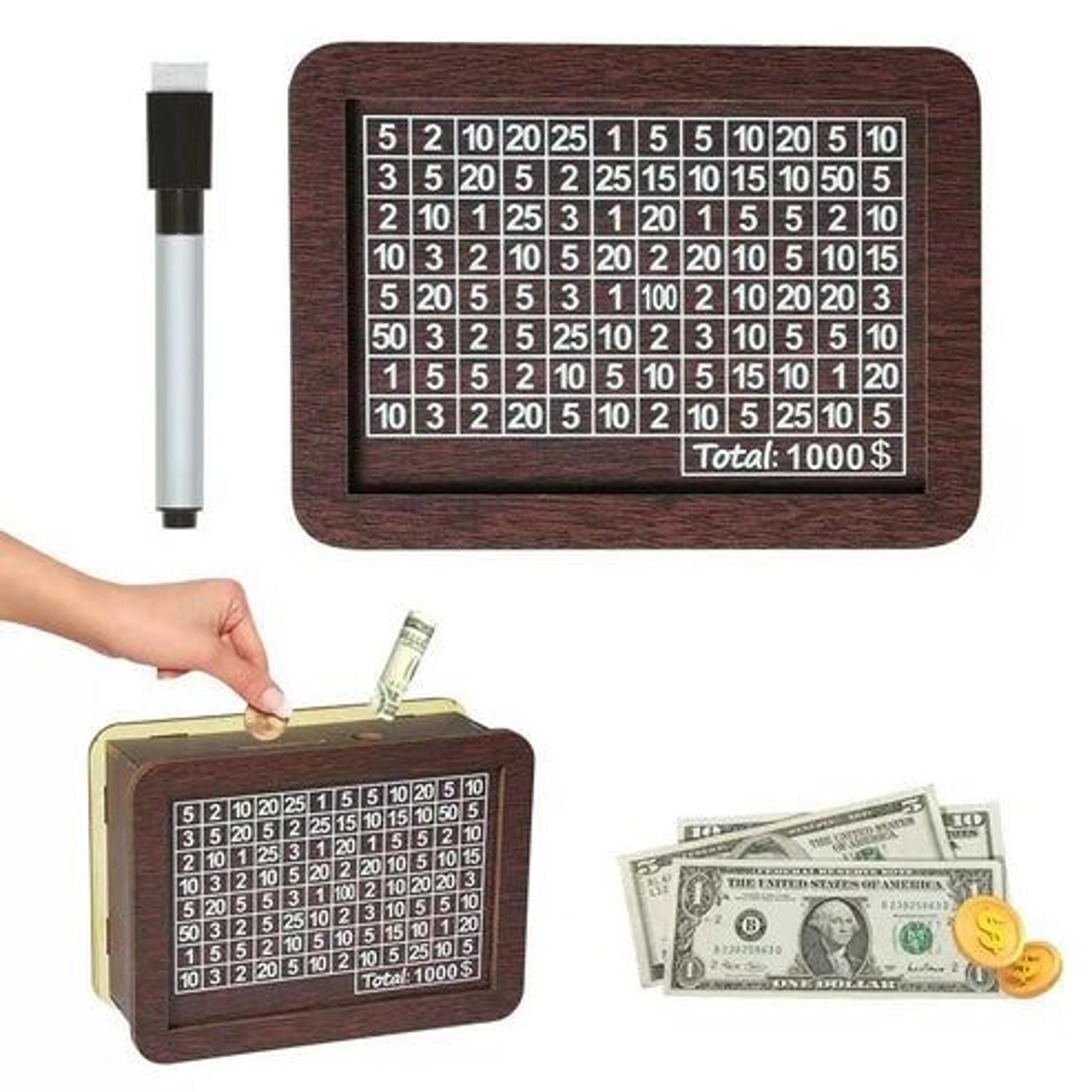 Wooden Cash Saver Box With Countdown Cash Vault Wooden Savings Box Money Saving Box For Budgeting A 10