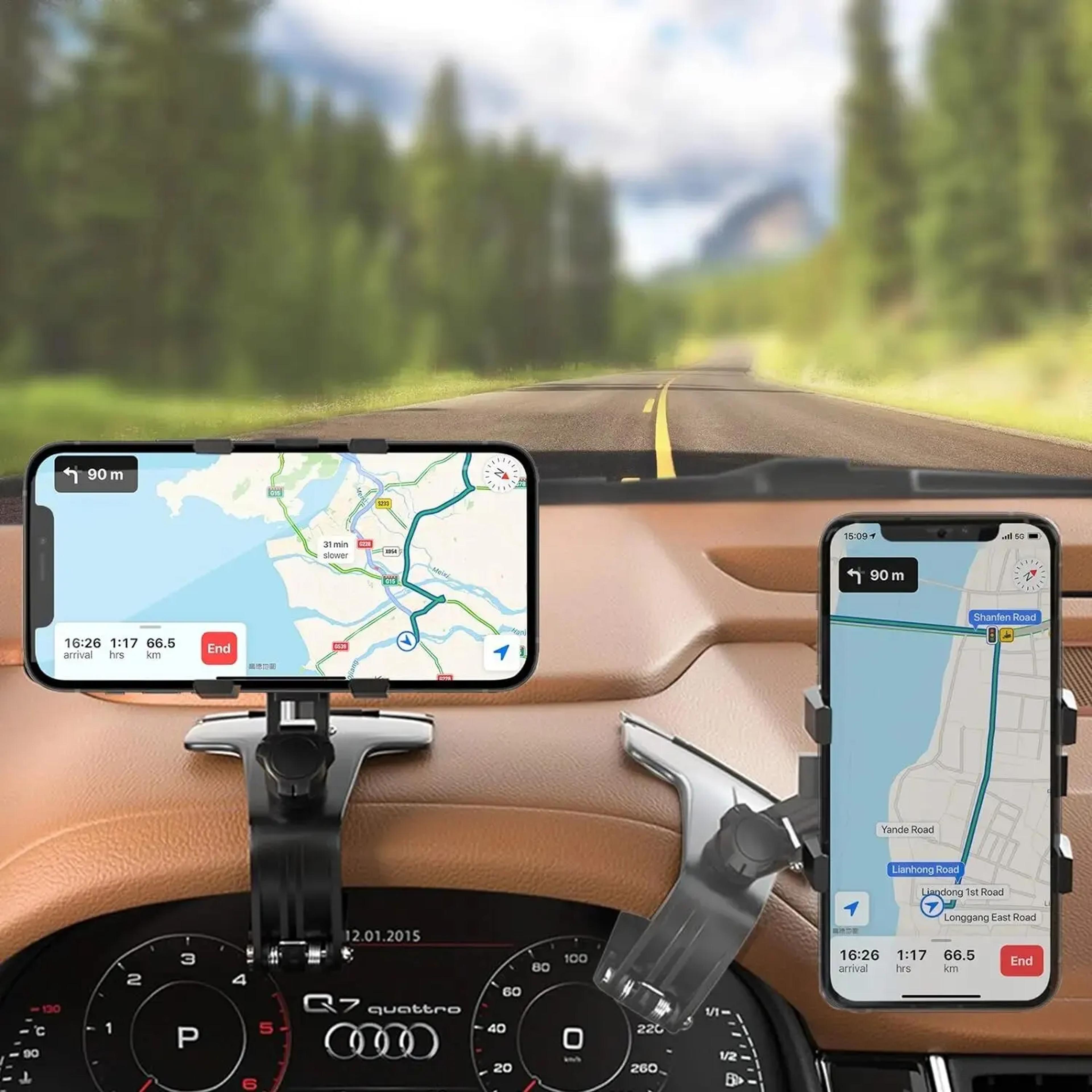 universal big clamp car phone mount, car phone holder mount for dashboard, rotating cell phone holder