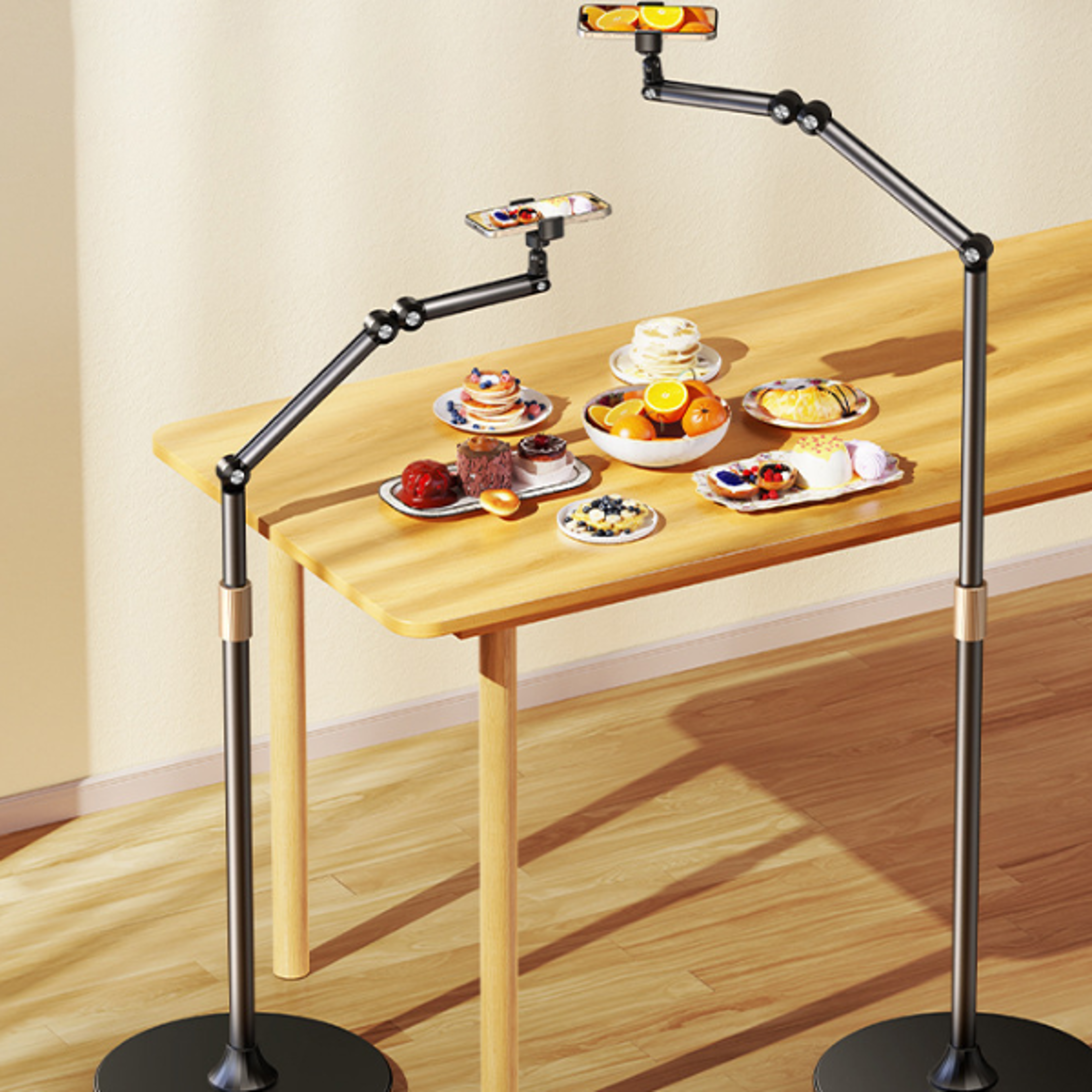 phone holder floor, retractable tablet stand, aluminum alloy lazy support stand, desktop live broadcast clip