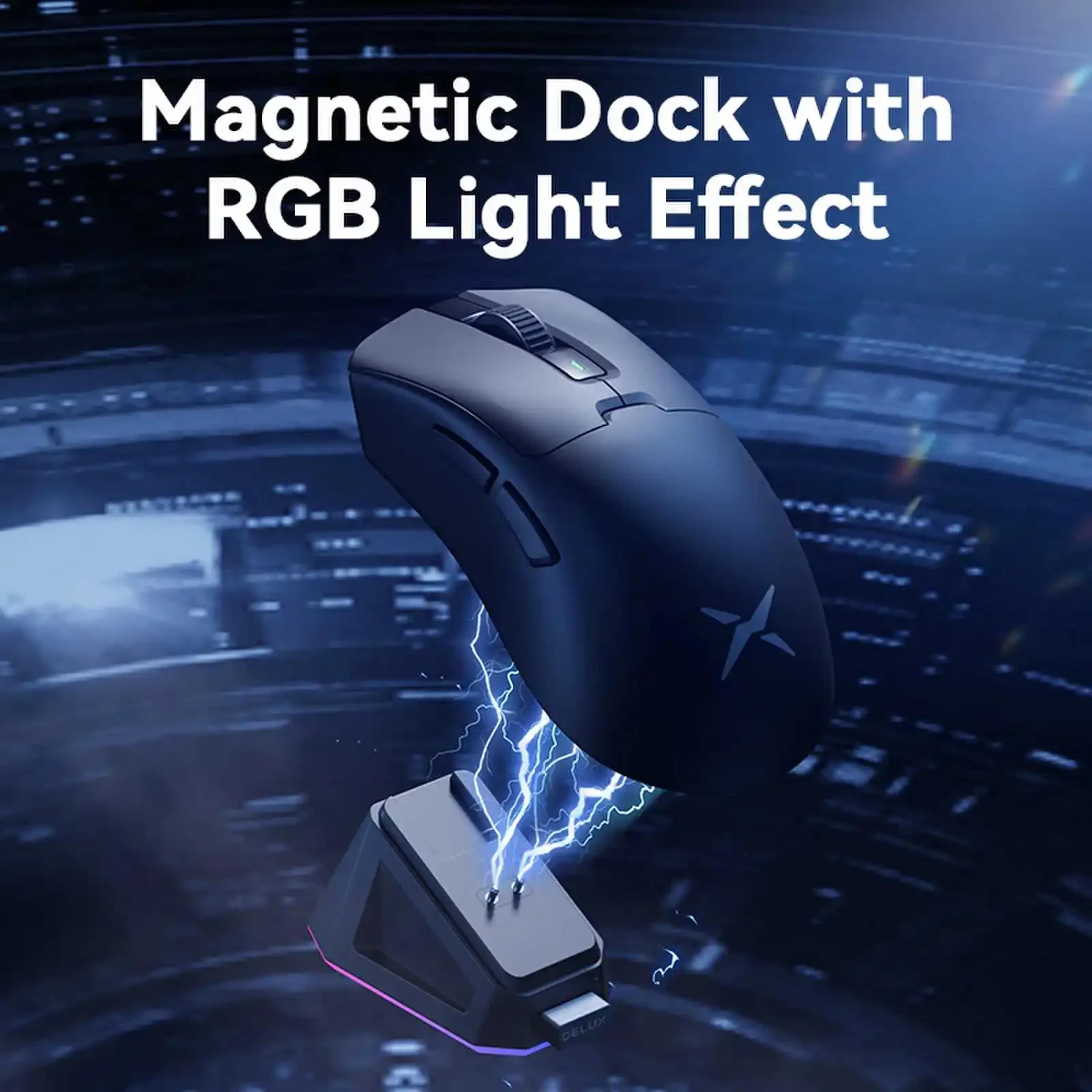 Wireless Gaming Mouse Ergonomic RGB Mouse With Magnetic Charging Dock 2
