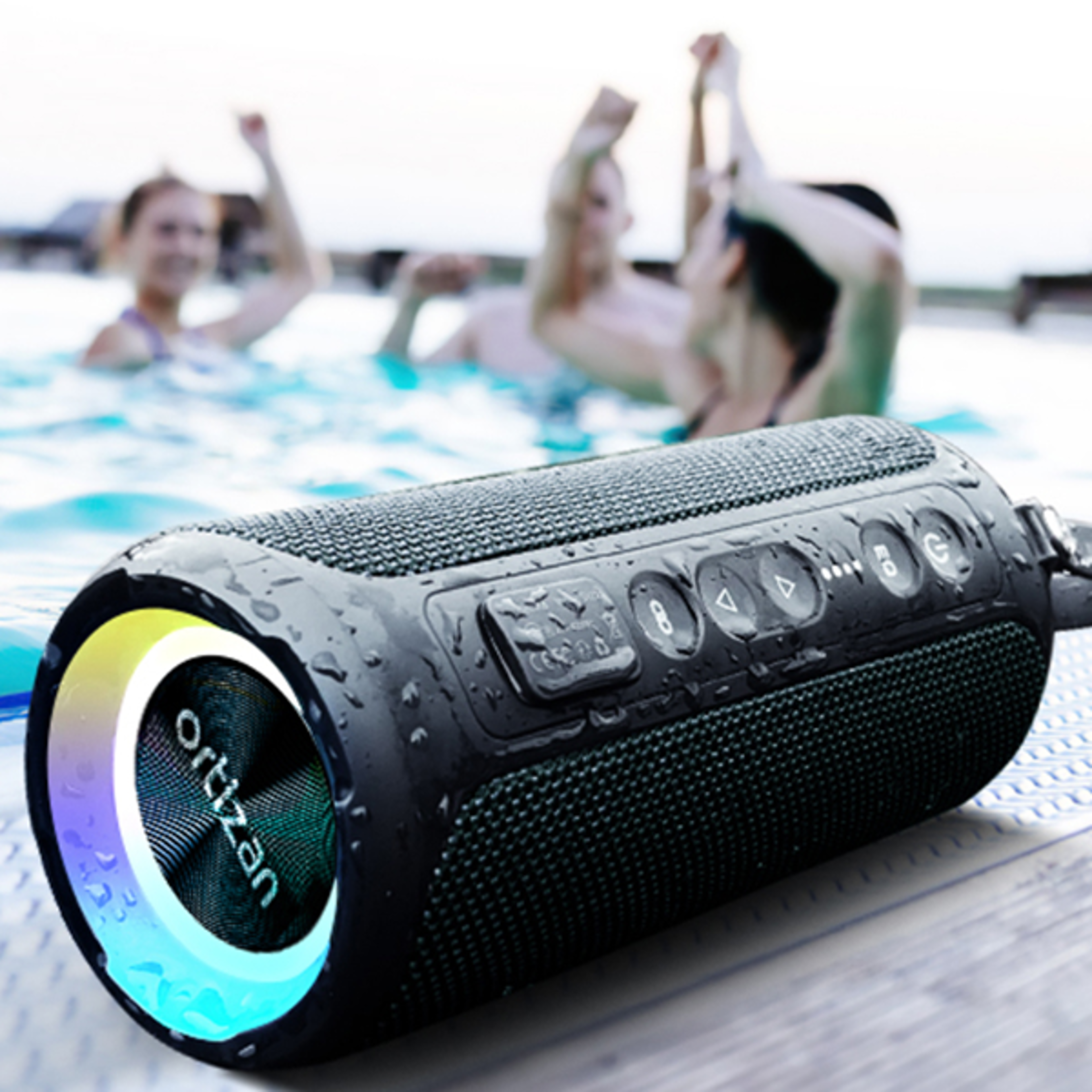 portable waterproof bluetooth speaker with deep bass & true wireless pairing