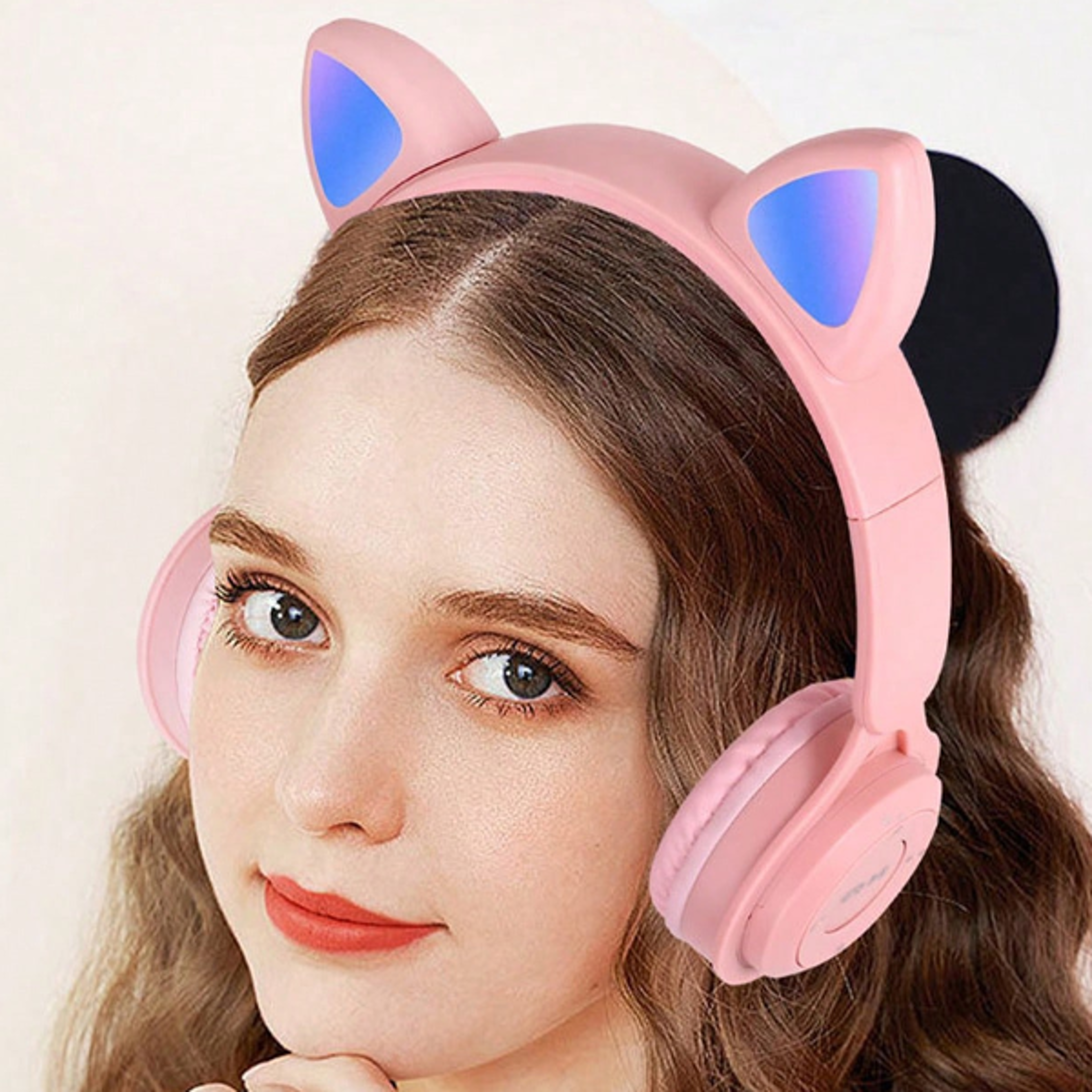 cat ear bluetooth headphones wireless led over ear headset with mic