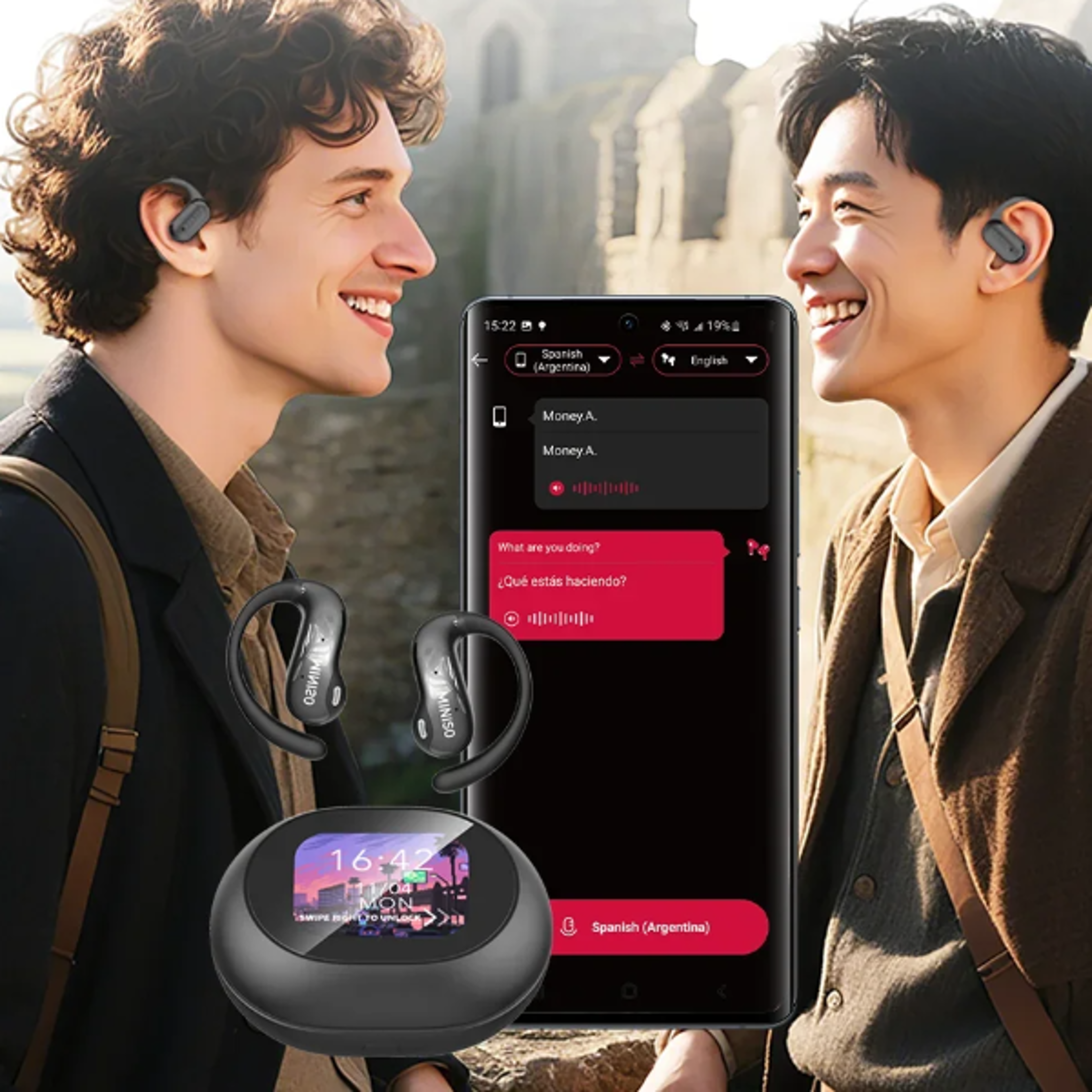 ai translation earbuds real time language translator with bluetooth & long battery life