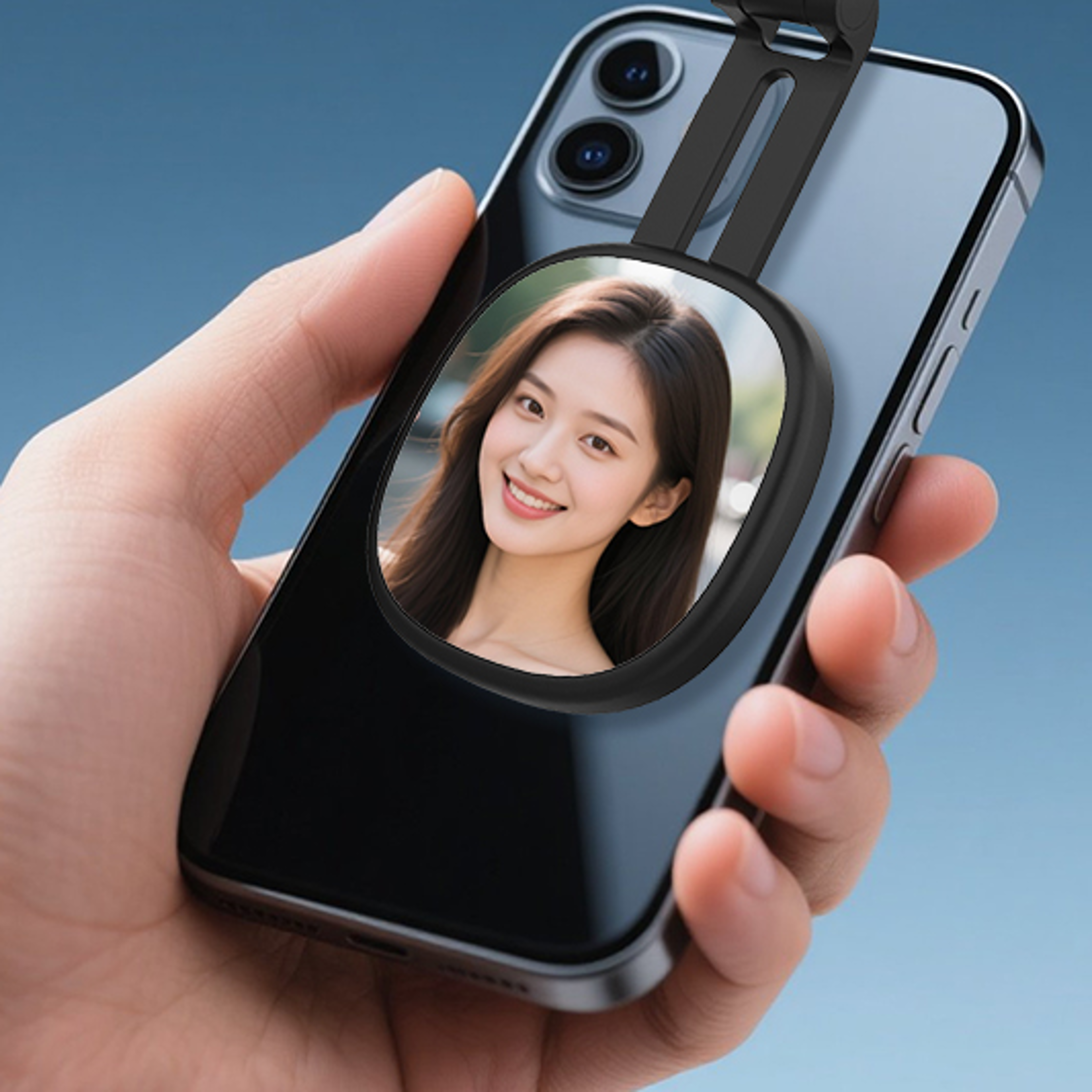 magnetic phone selfie mirror mini fill light dual color adjustable phone mount stand