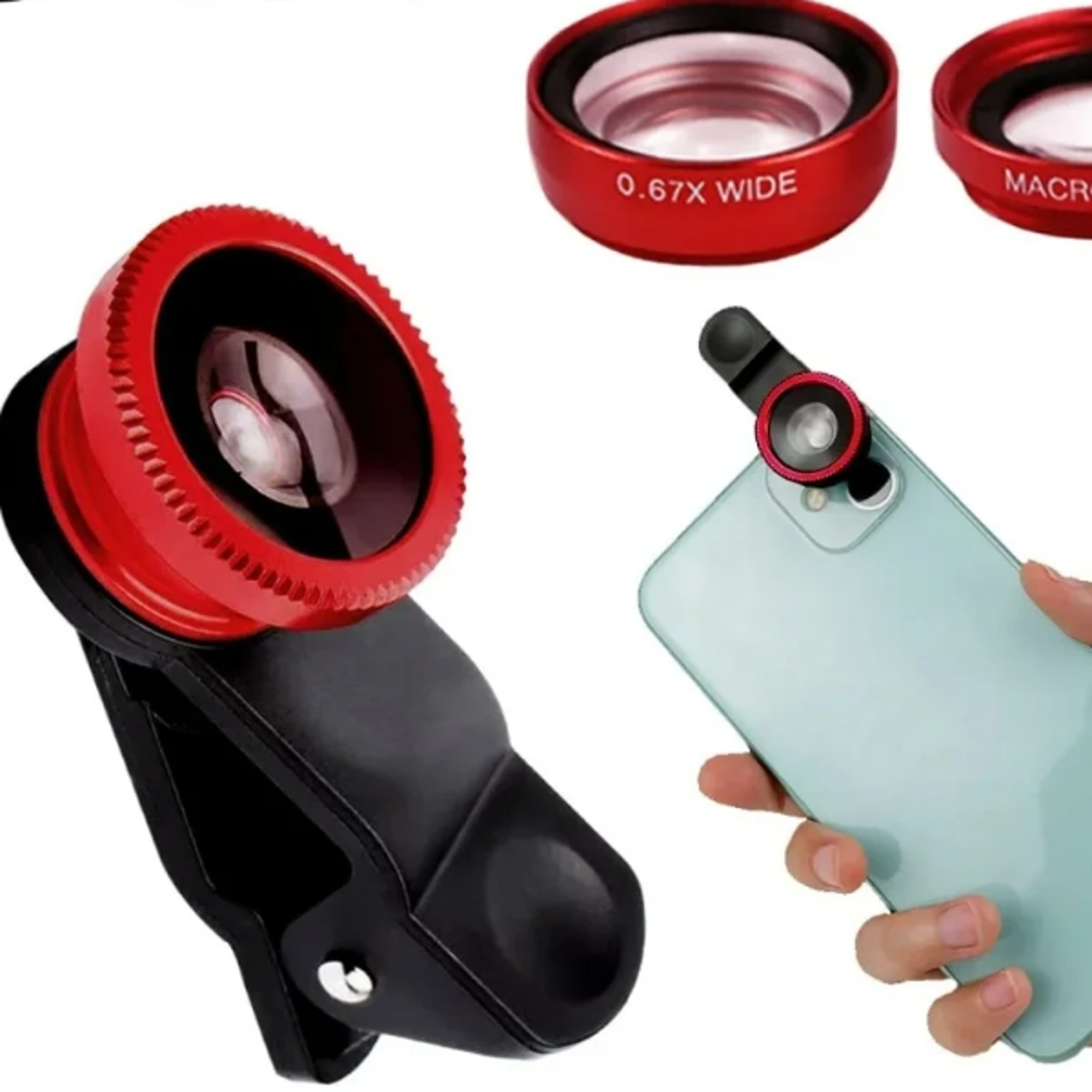 phone camera lens kit with wide angle lens macro & fisheye clip on