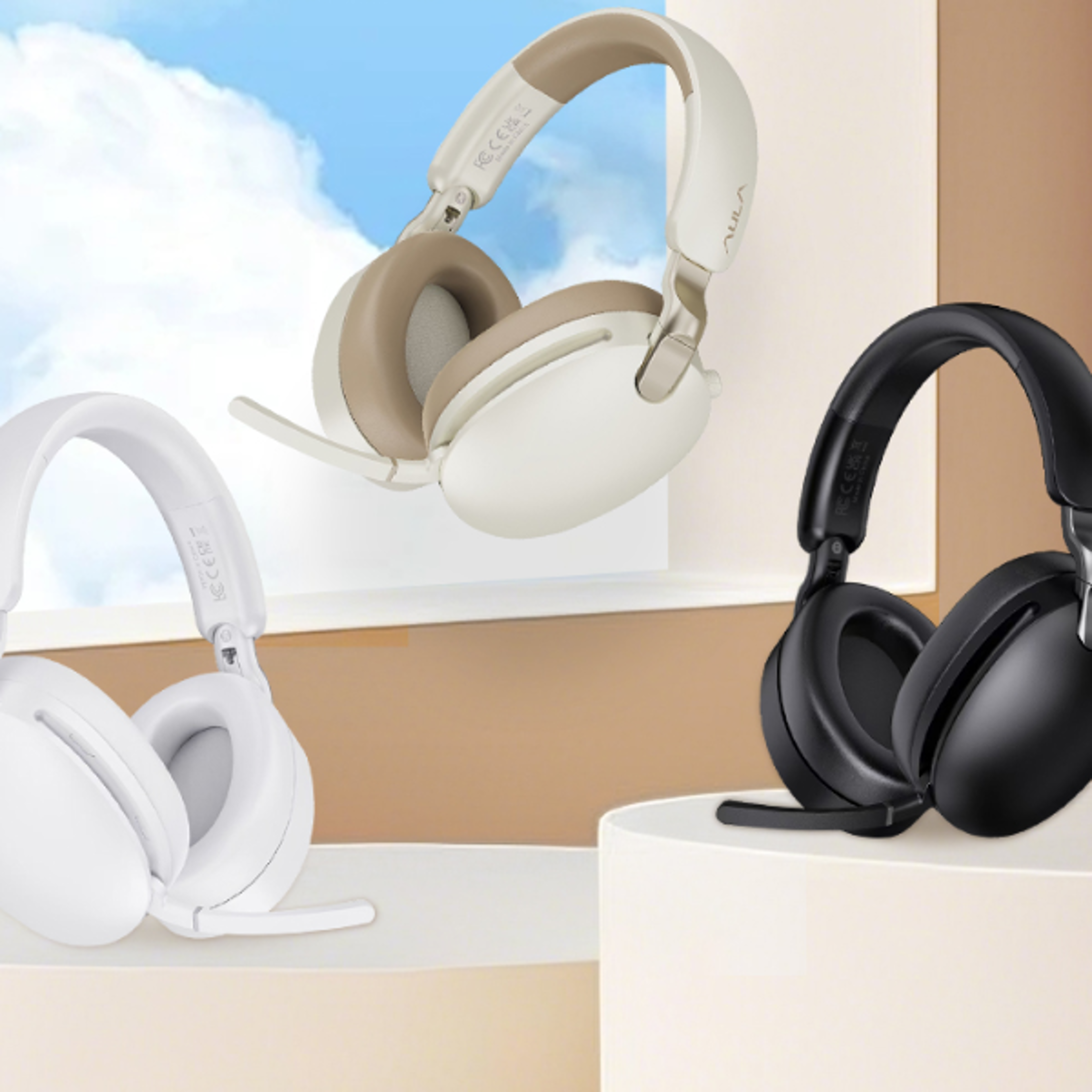 skywave tri mode wireless gaming headset with noise reduction and batterys