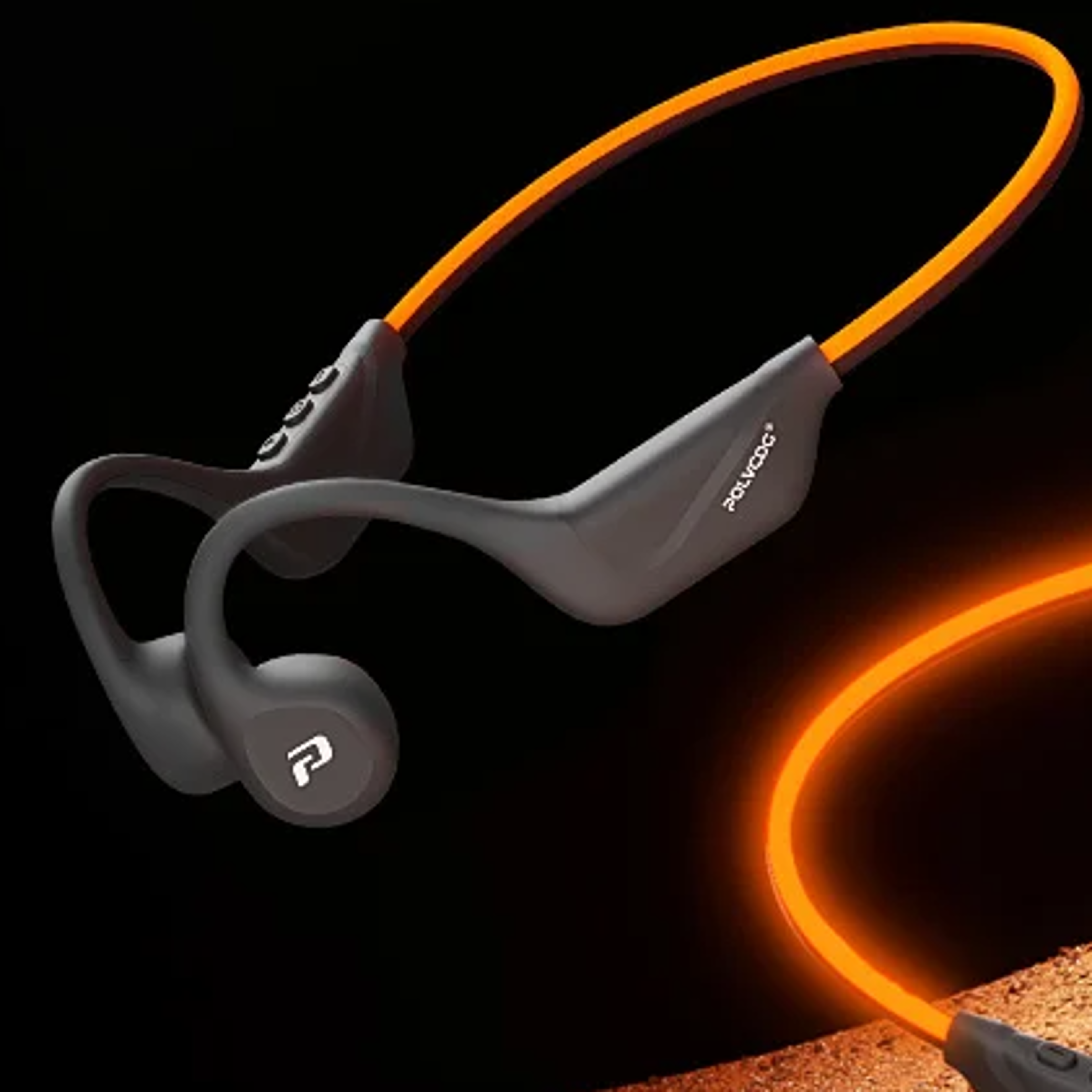 night glow bone conduction running headphones with led safety light
