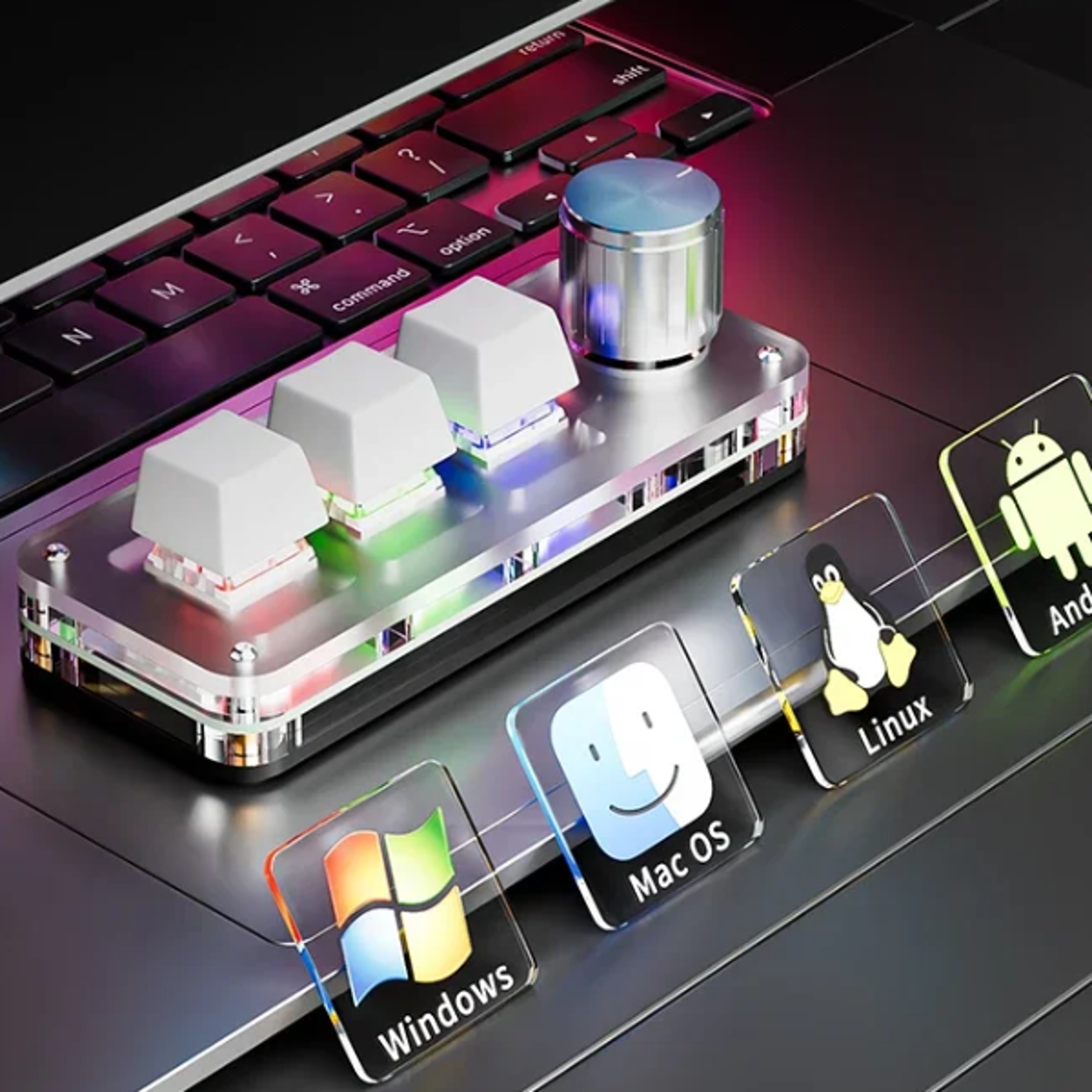 macroflow bluetooth programmable macro keypad with knob and hot swappable mechanical key