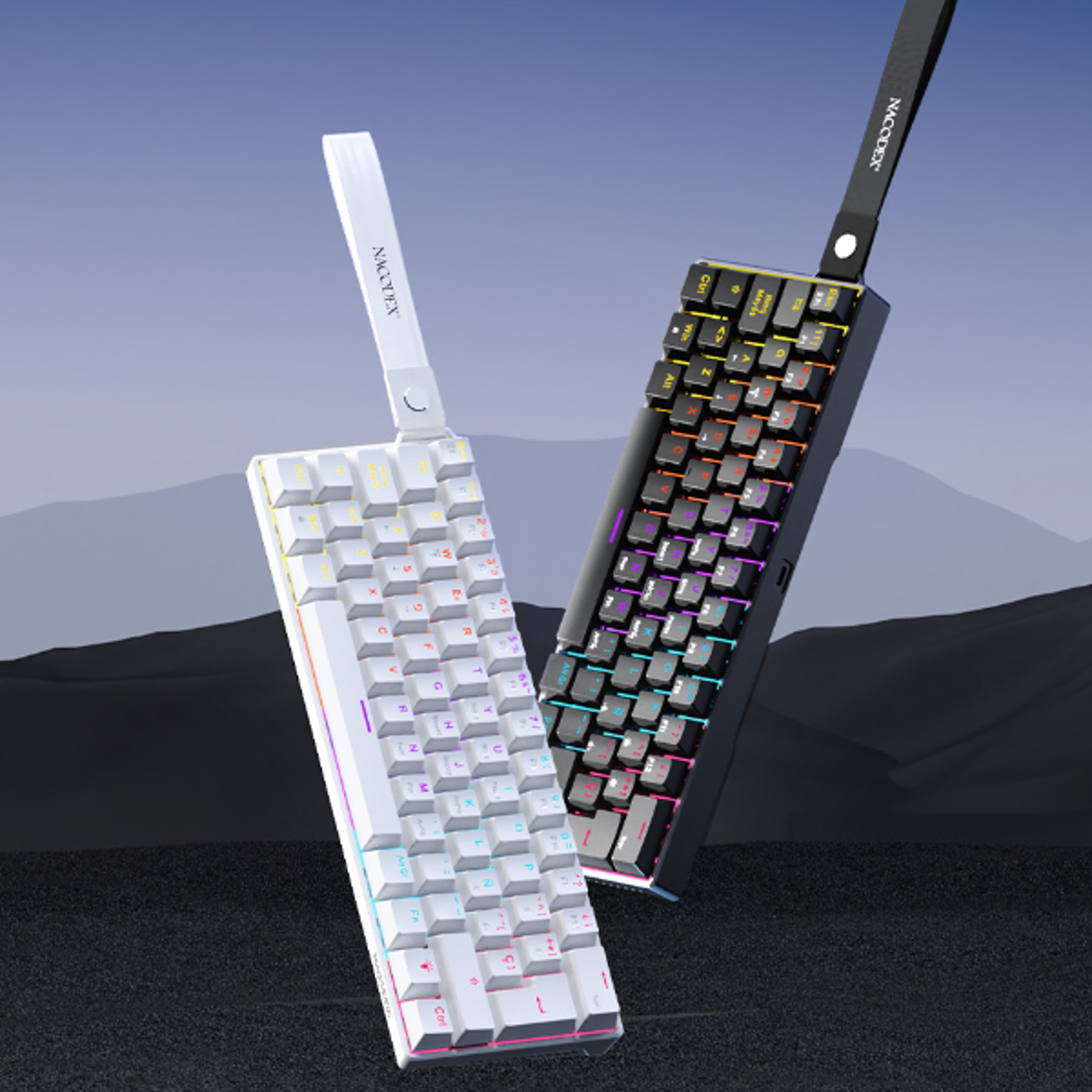 compact rgb mechanical gaming keyboard with hot swappable red switches