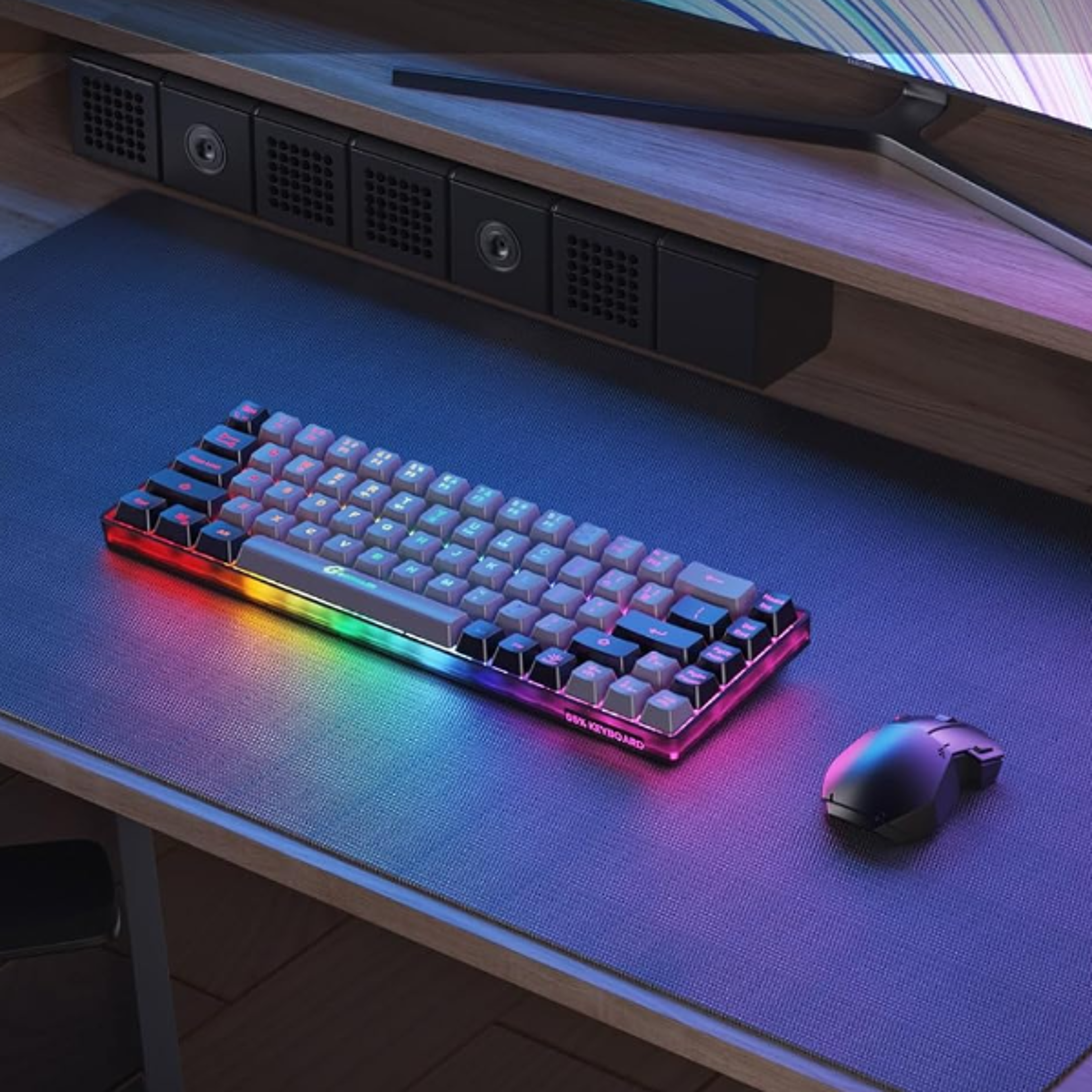 stealthglow wireless gaming keyboard with rechargeable rgb backlight