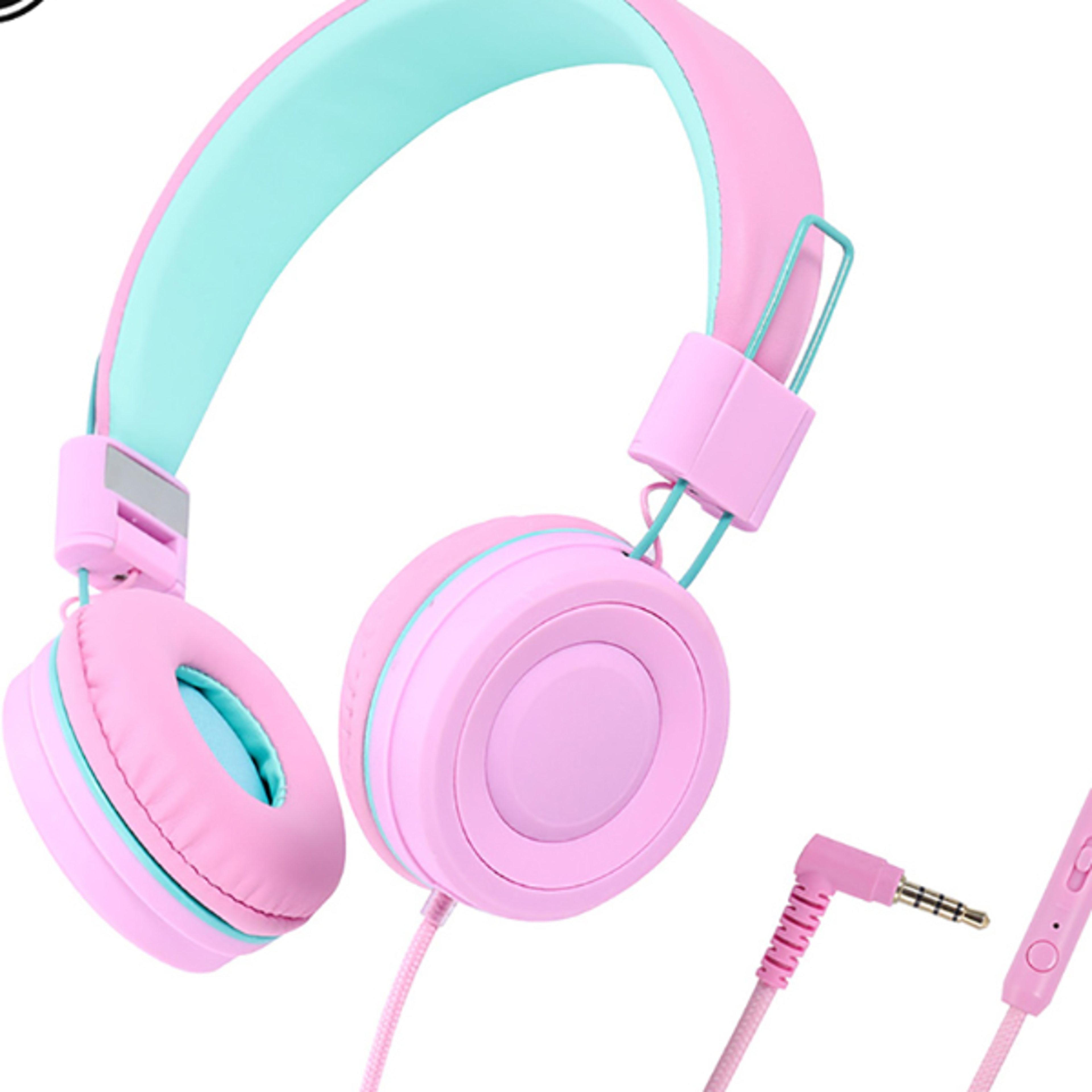 foldable kids headphones with microphone wired stereo learning headset for school & travel