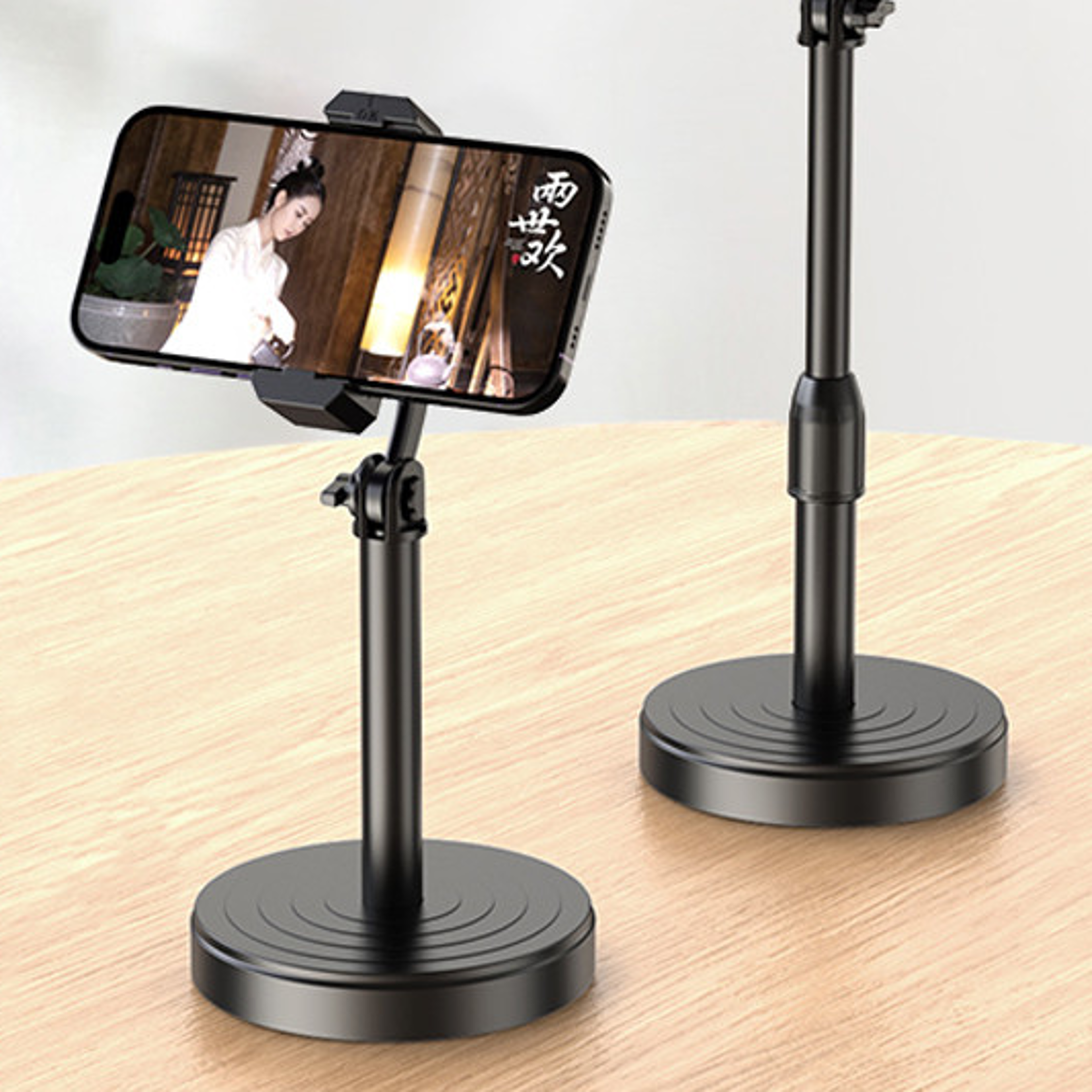 adjustable live stream phone stand with telescopic height and portable tripod holder