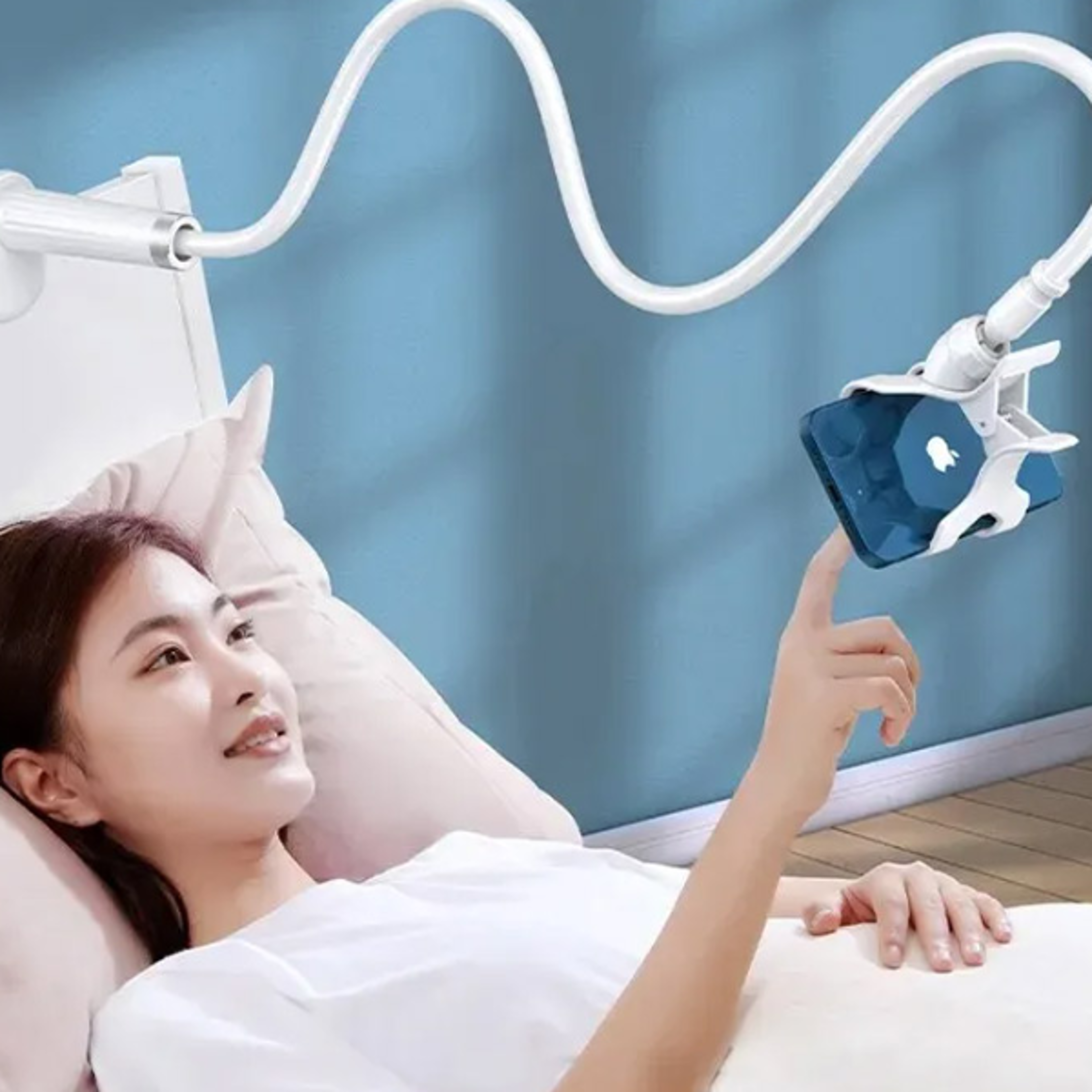 flexiclip rotating phone holder stand for desk, bedside & small spaces