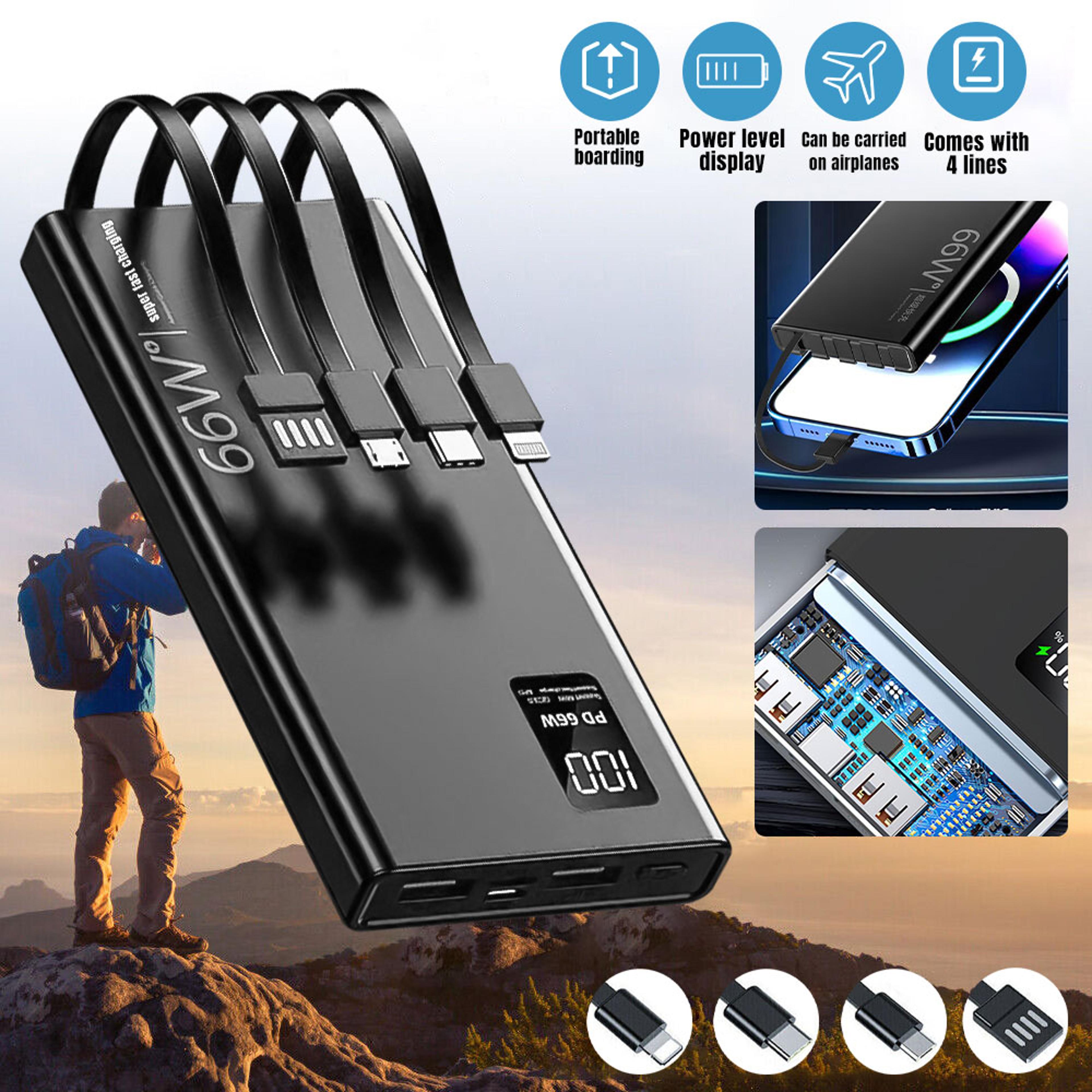 Power Bank Portable Fast Charger With 4 Built In Cables  Digital Display 1
