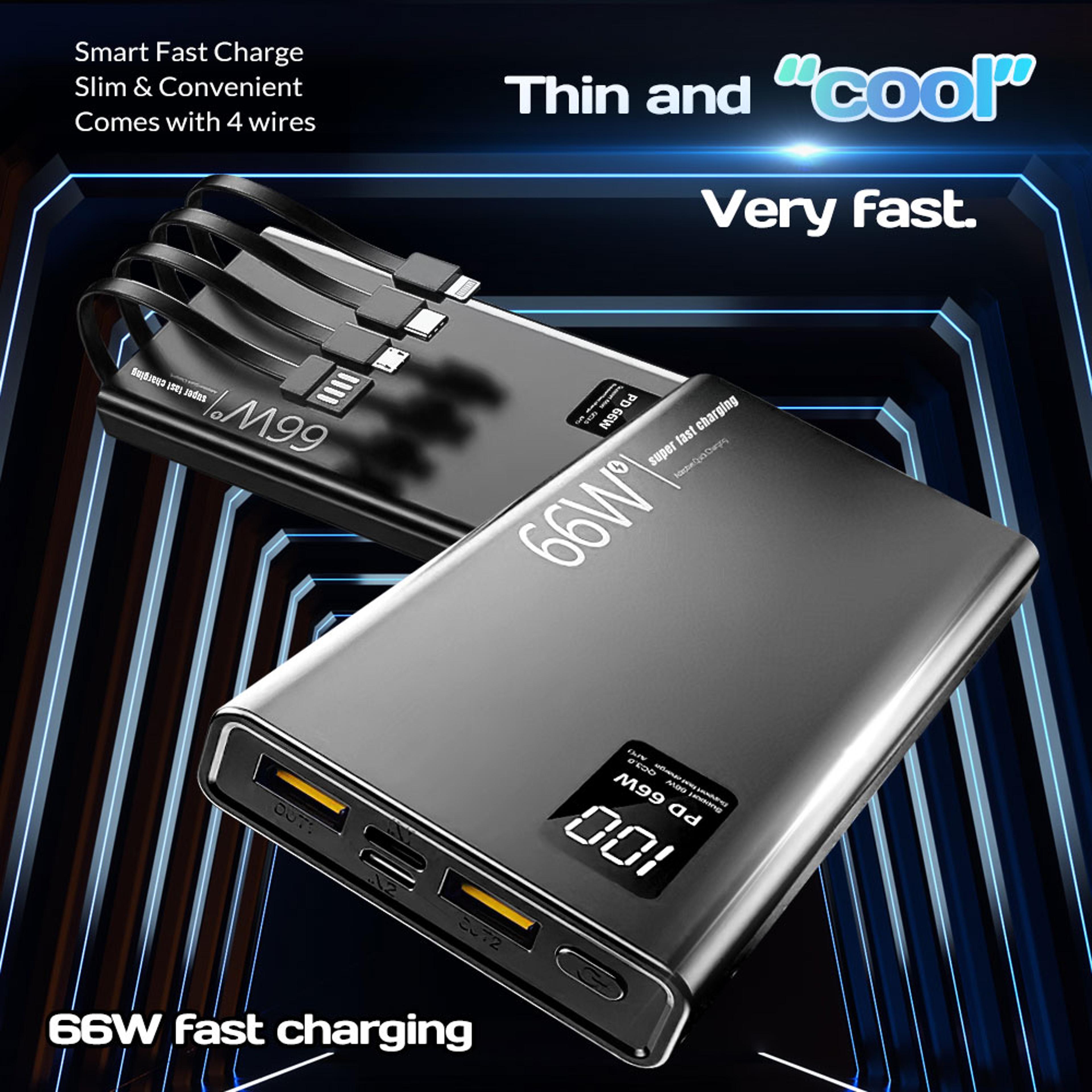 Power Bank Portable Fast Charger With 4 Built In Cables  Digital Display 3
