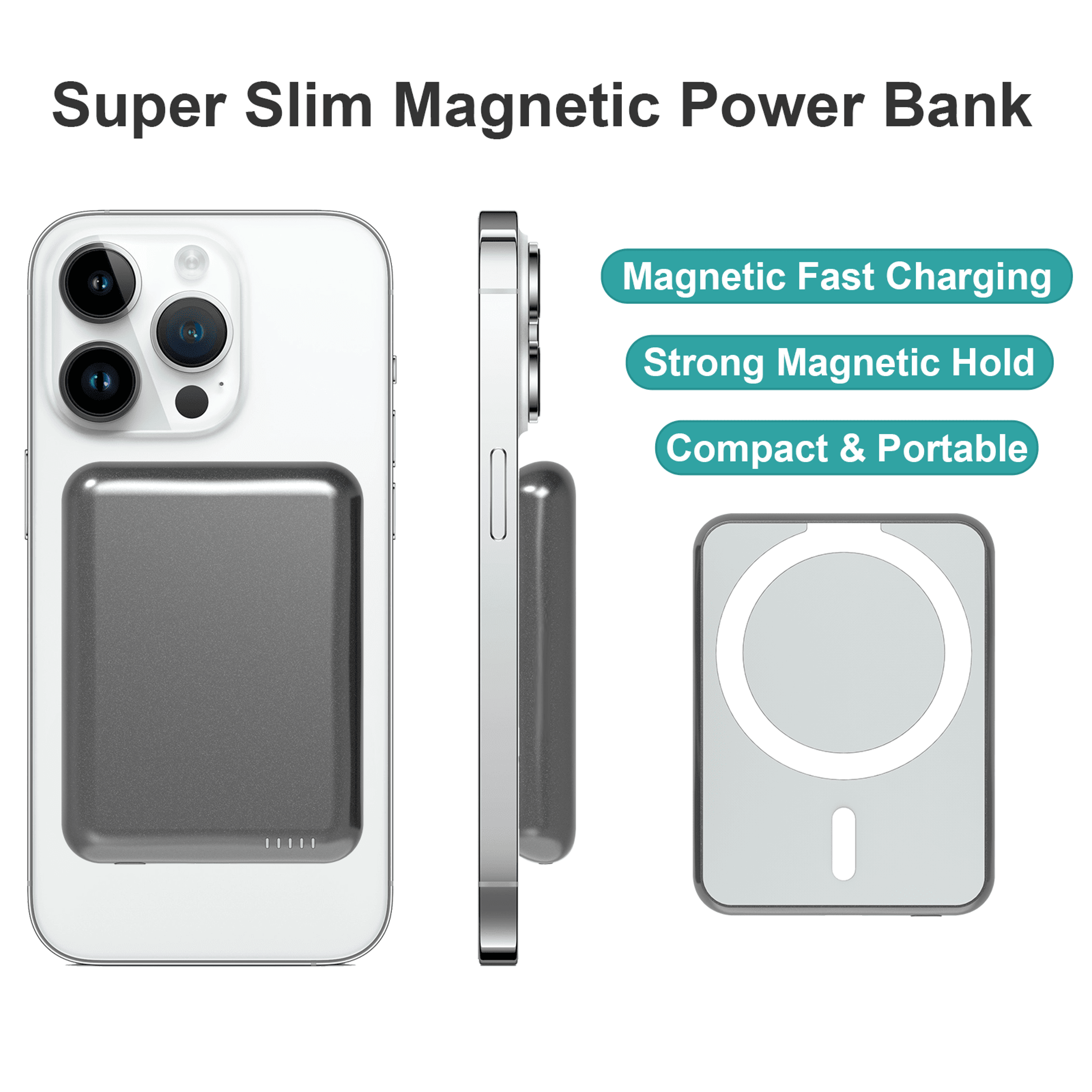 Magnetic Power Bank Wireless Portable Charger With Foldable Stand And Fast Charging 4