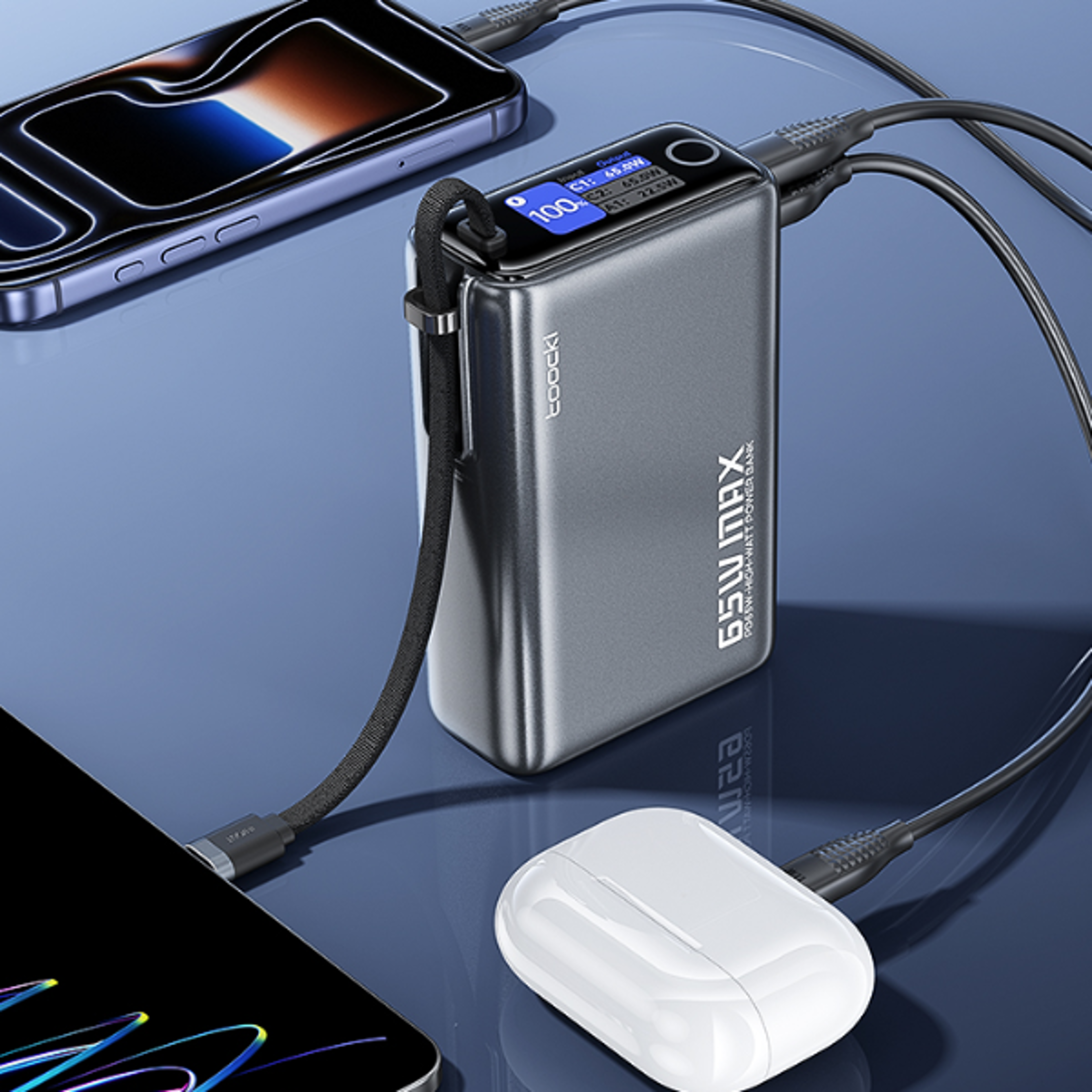 fast charging power bank usb c pd portable battery pack with digital display