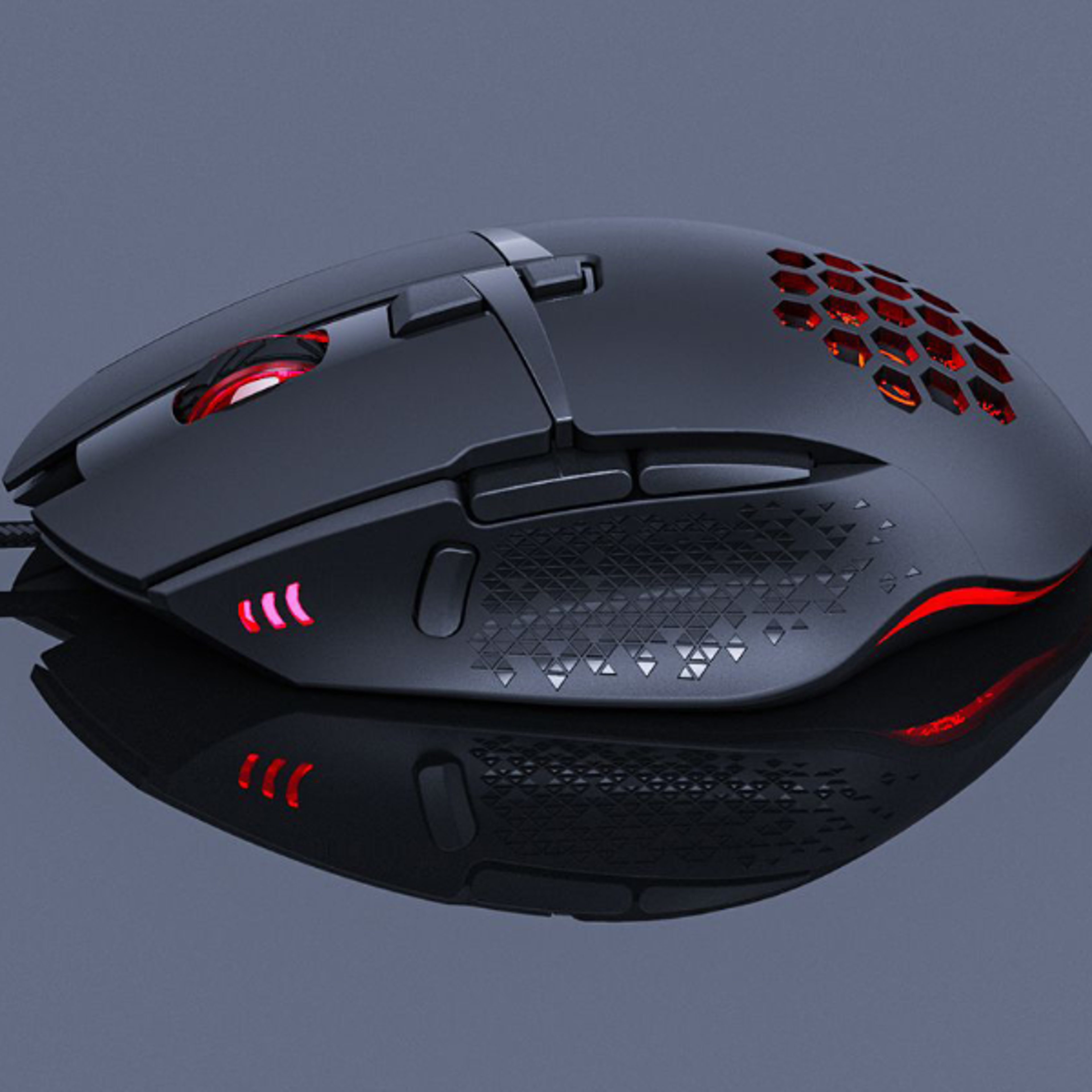 wired gaming mouse with rgb lighting 8 programmable buttons & honeycomb shellss